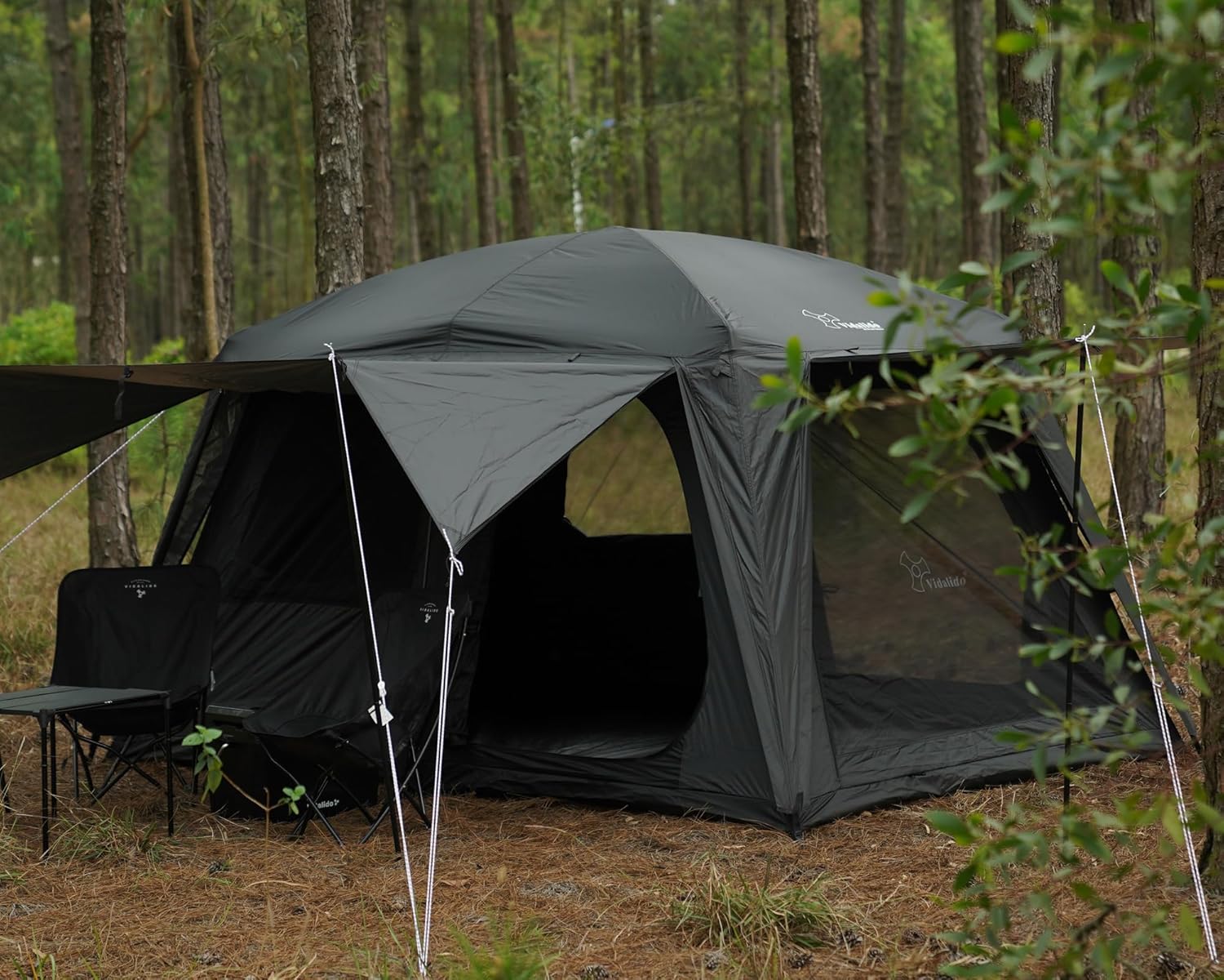 Vidalido Campingzelt für 4-6 Personen mit großen 3-türigen 2-Zimmer-Familienzelten, zweilagiges, wasserdichtes, tragbares Glamping-Zelt, große Zelte für Outdoor-Camping, Wandern und Rucksackreisen