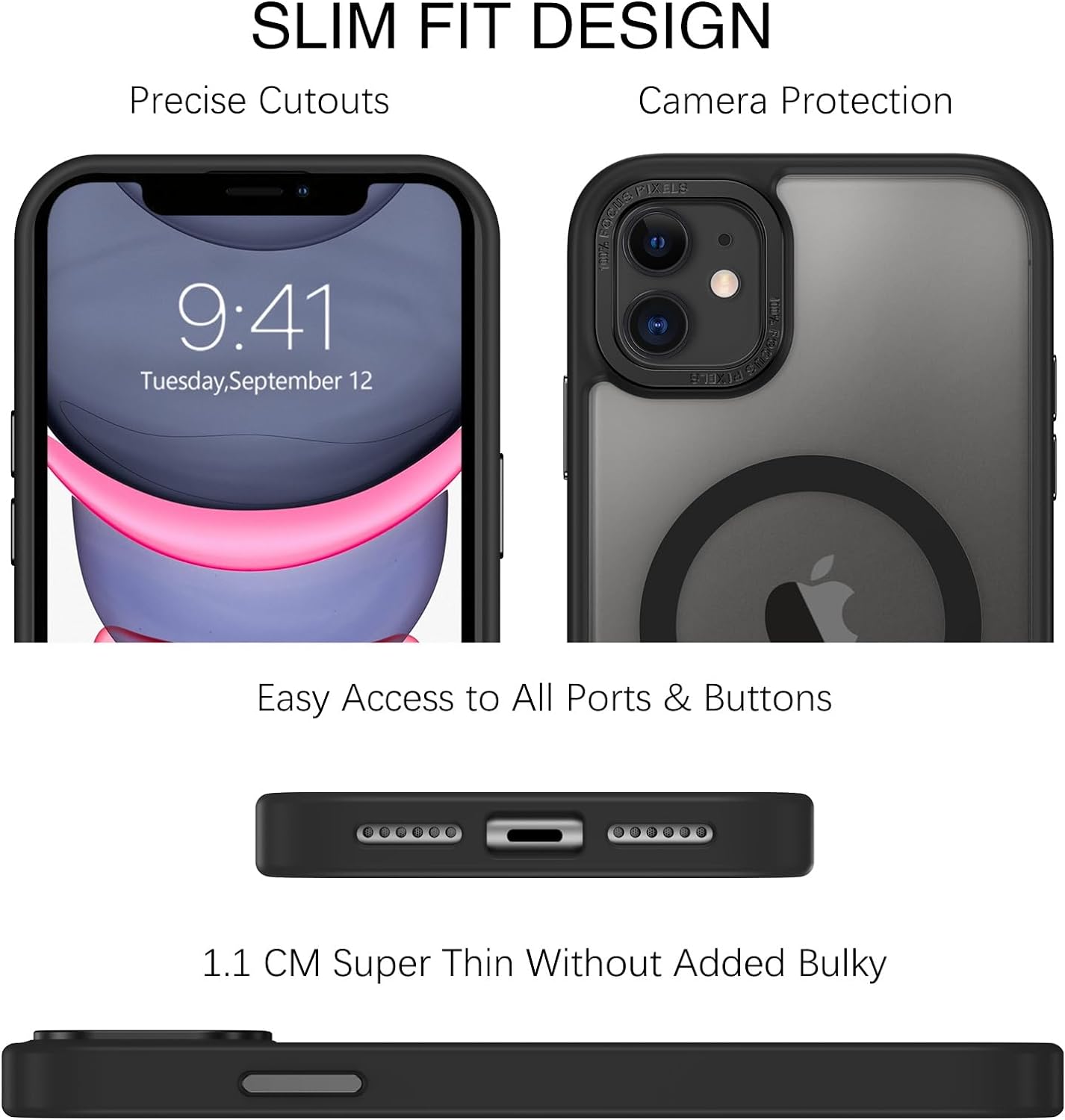 BENTOBEN for iPhone 11 Phone Case, Phone case for iPhone 11 Magnetic Case [Compatible with Mag Safe] Translucent Matte Slim Shockproof Anti-Fingerprint Protective Cover for iPhone 11 6.1’’ Black