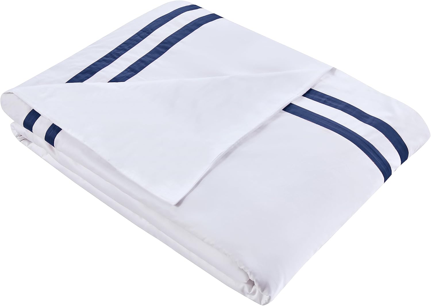 3 Pcs Do Not Include Filling Duvet Cover Set 100% Egyptian Cotton Sateen Luxury 400 TC (White Navy, Full) · v15