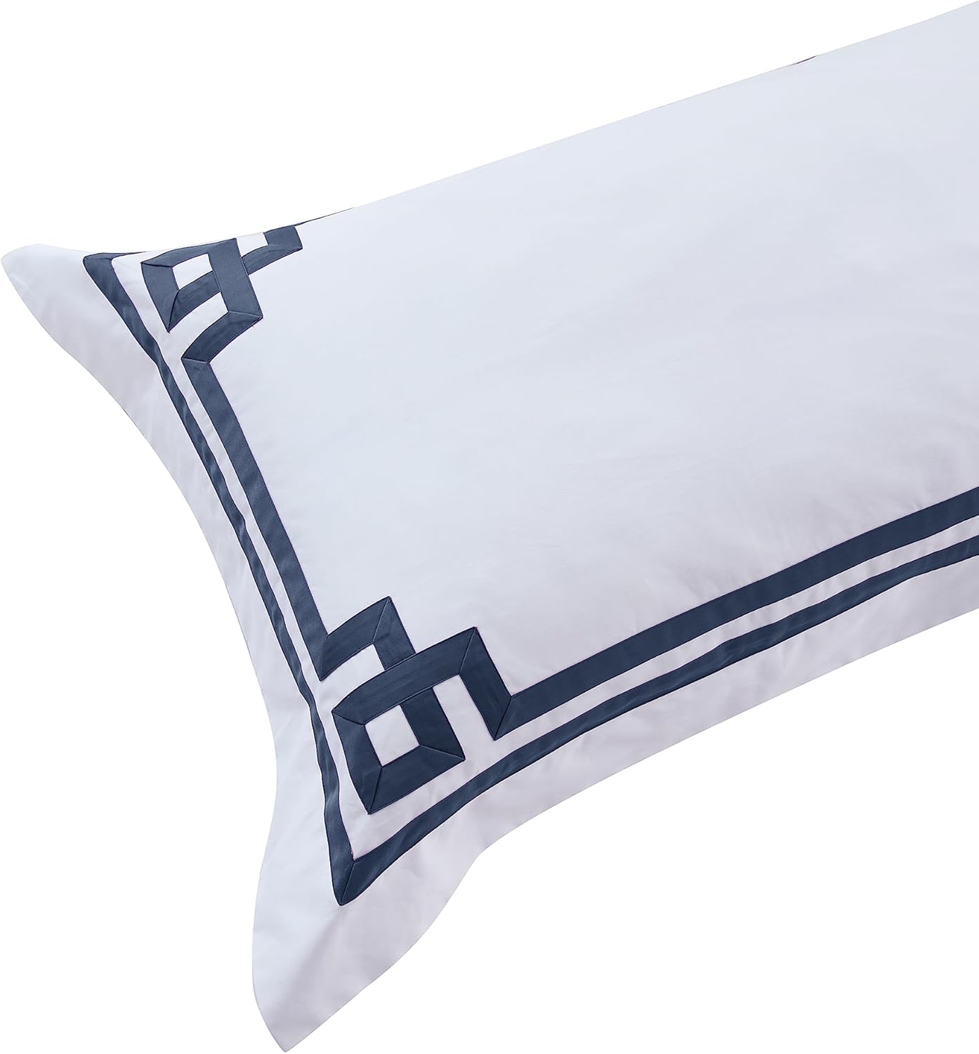 3 Pcs Do Not Include Filling Duvet Cover Set 100% Egyptian Cotton Sateen Luxury 400 TC (White Navy, Full) · v15