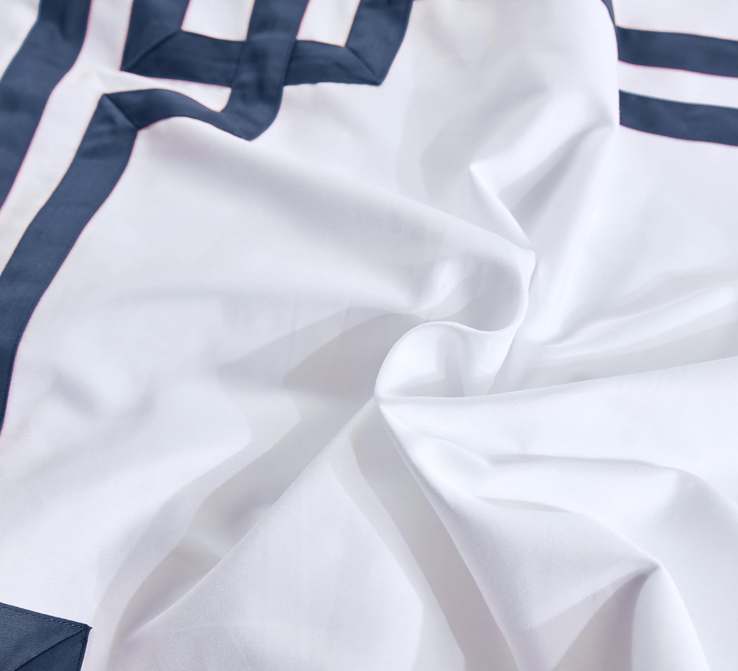 3 Pcs Do Not Include Filling Duvet Cover Set 100% Egyptian Cotton Sateen Luxury 400 TC (White Navy, Full) · v15