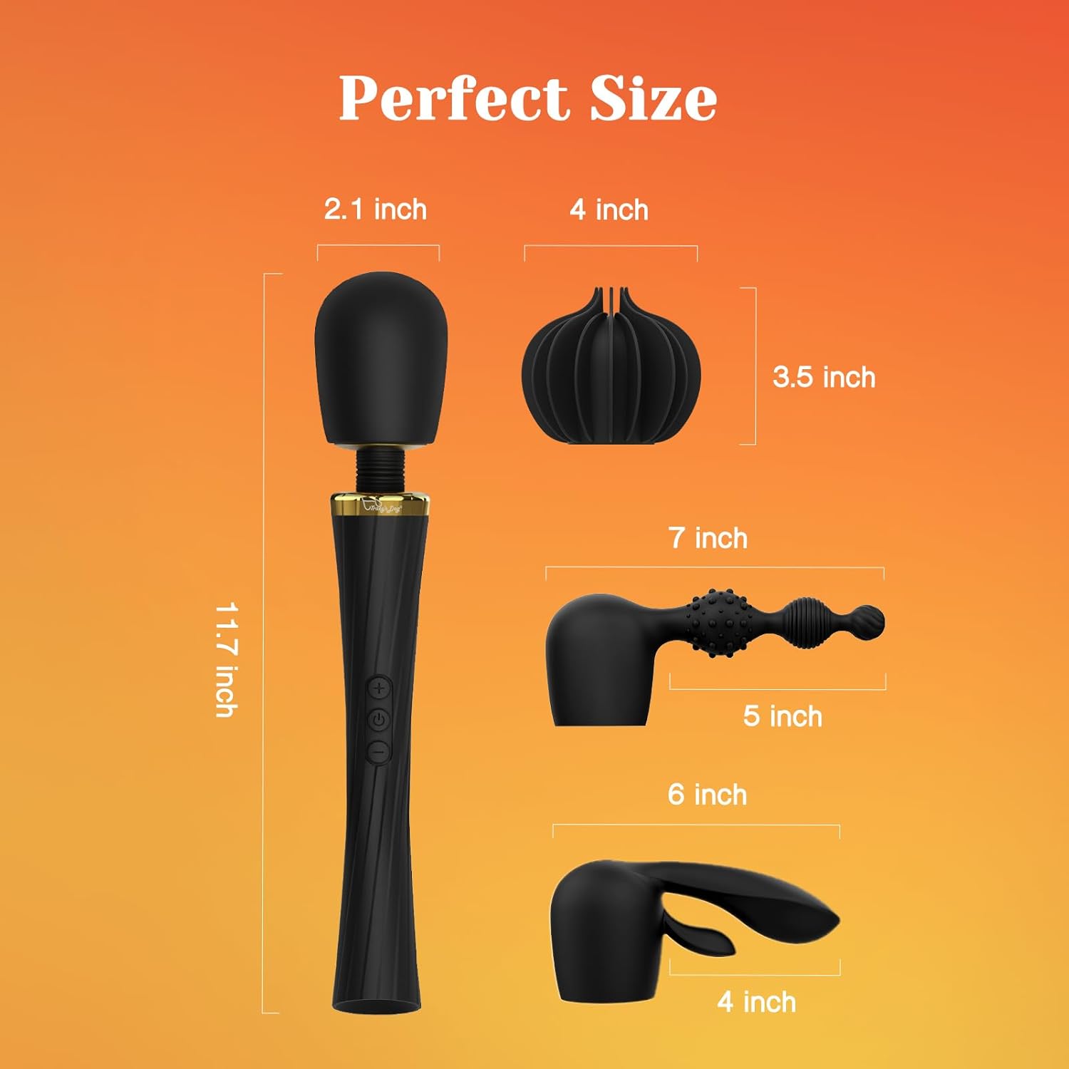 Tracys Dog Wand Vibrator Kits for Couple, Vibrating Wand Adult Toys with 3 Attachments for Clitoral G Spot Anal Stimulation, Cordless Powerful Sex Toy for Women Partner Play with 5 Modes  3 Speeds · v2