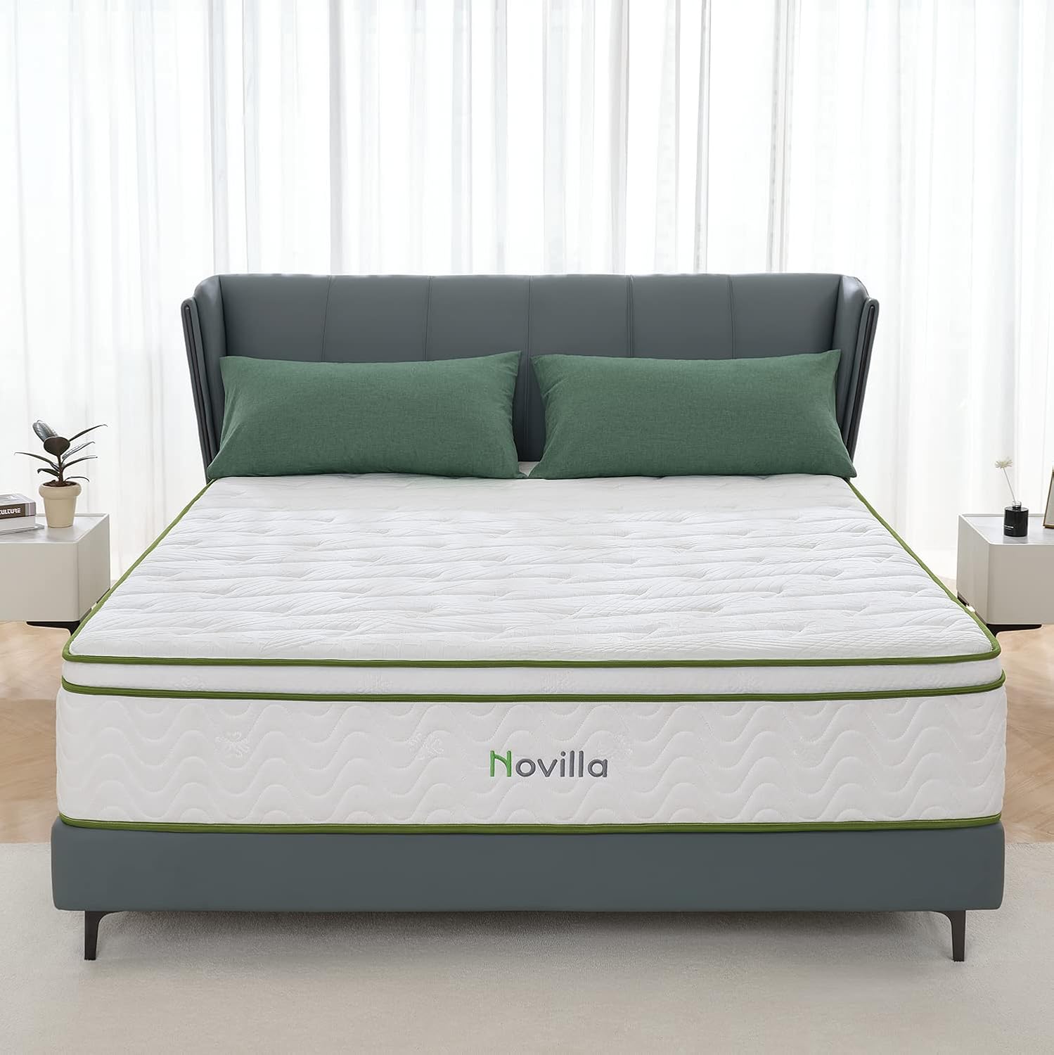 Novilla King Size Mattress 10 Inch Hybrid Mattress with Memory Foam  Pocketed Coil for Durable Support amp; Motion Isolation Medium Firm Mattress King Size in a Box Amenity · v2