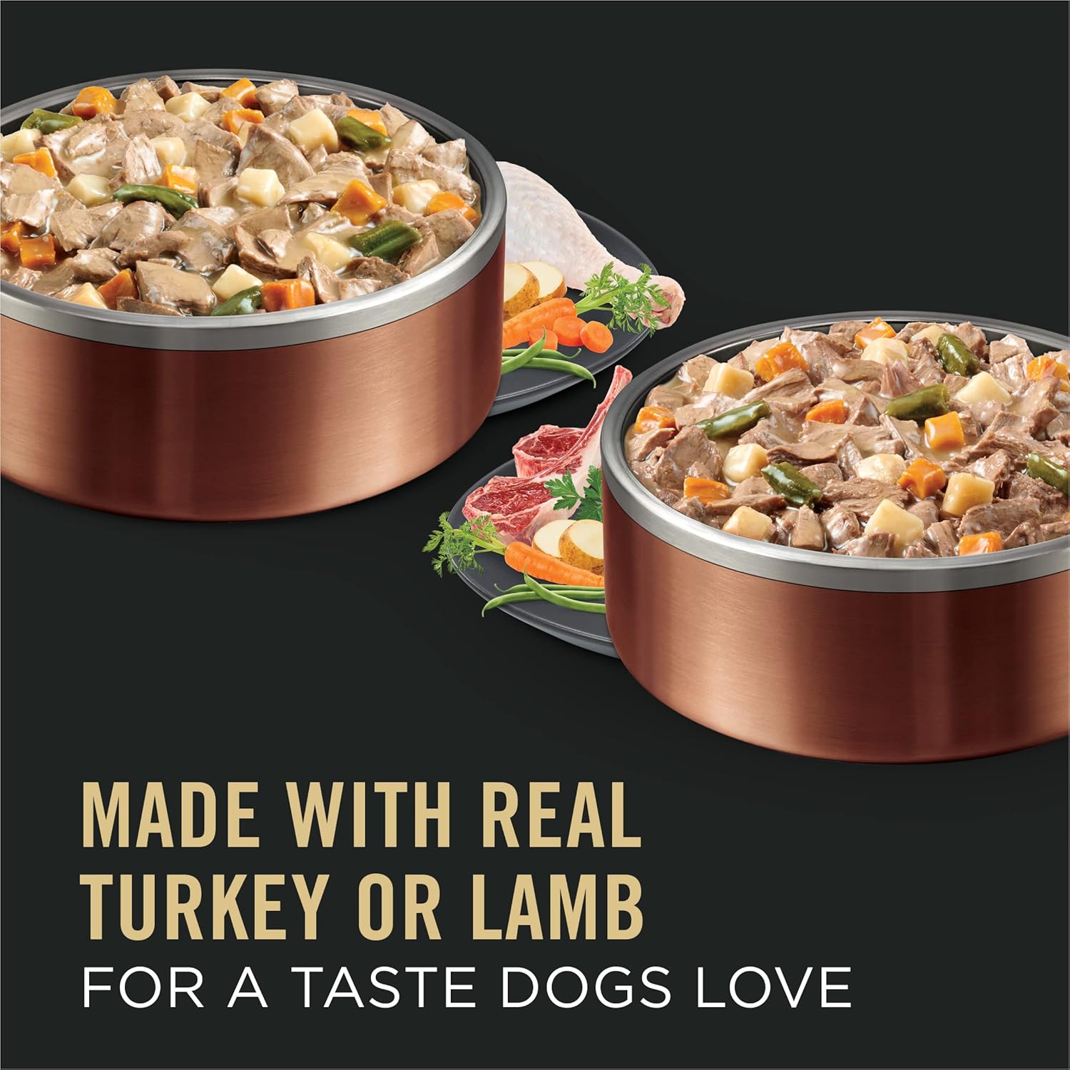 Purina Pro Plan Complete Essentials para cordero y verduras y pavo y verduras en salsa, 12 unidades, alimento húmedo para perros con alto contenido de proteínas, paquete variado (paquete de 12) latas de 13 onzas