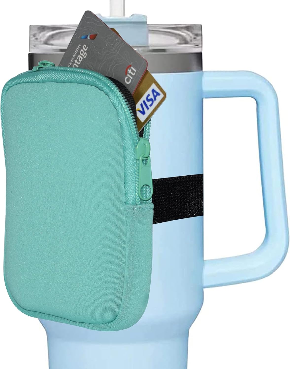 TEGOOL Water Bottle Pouch, Compatible with Stanley Quencher Adventure 40oz  Fit for Stanley IceFlow 20oz 30oz,Handheld Pocket for Safely Carry Cards Keys, Wallet, Earphone etc. Daily Necessities