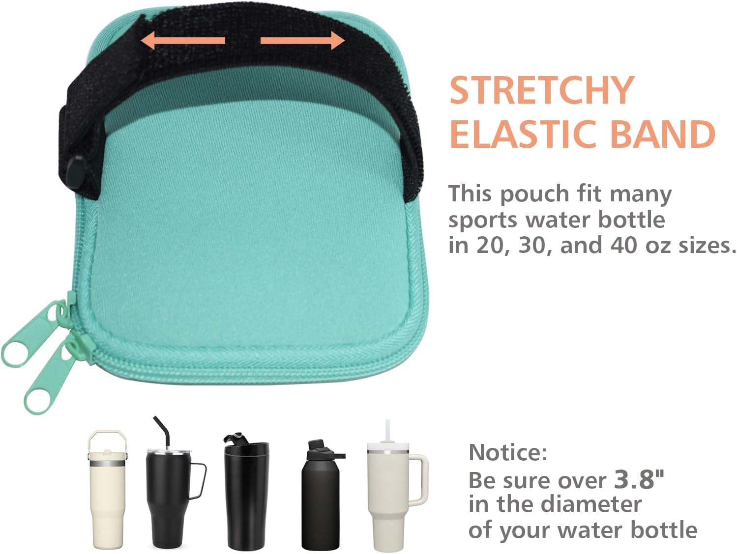 TEGOOL Water Bottle Pouch, Compatible with Stanley Quencher Adventure 40oz  Fit for Stanley IceFlow 20oz 30oz,Handheld Pocket for Safely Carry Cards Keys, Wallet, Earphone etc. Daily Necessities