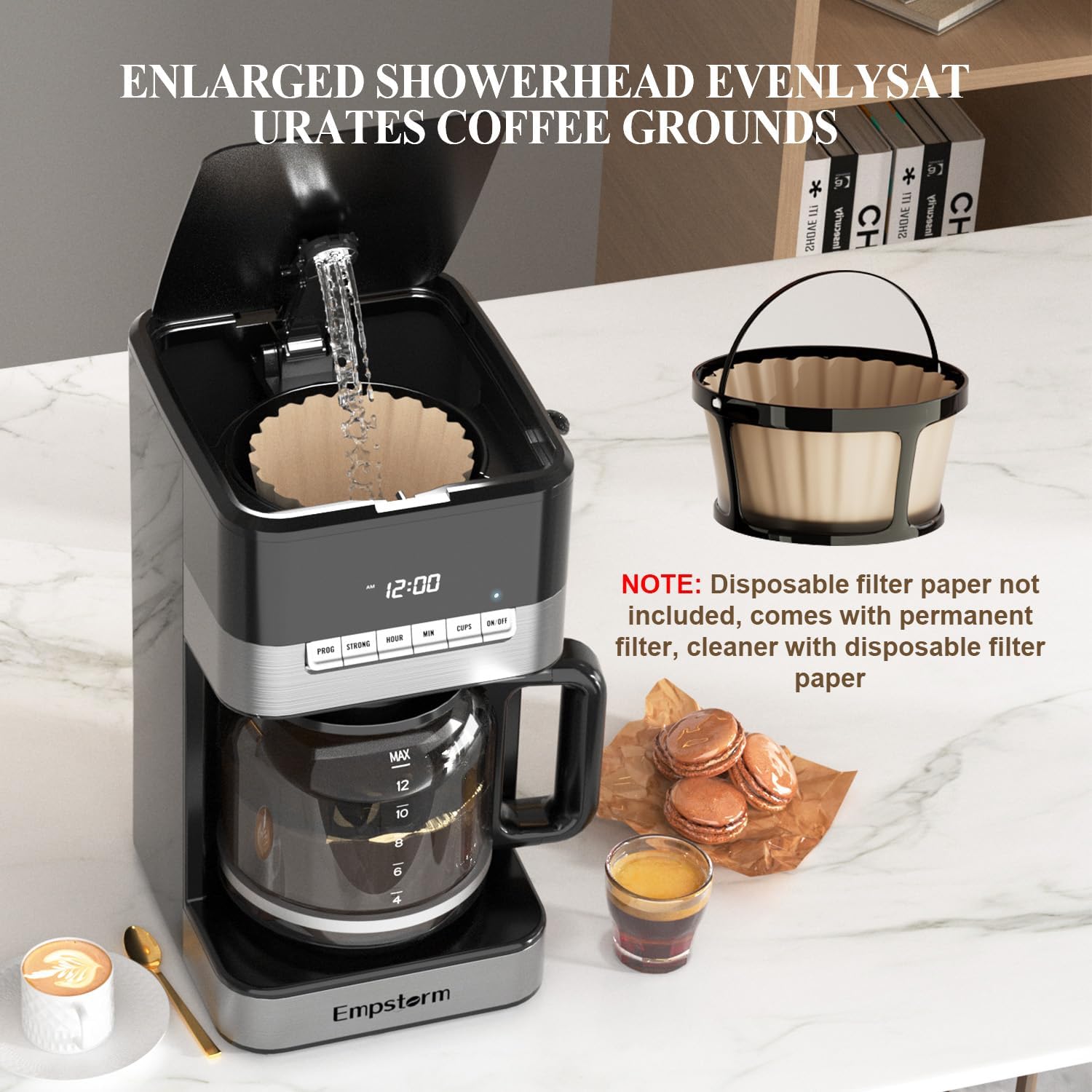 Programmable Drip Coffee Maker 4-12 Cup, 1000W Fast Brew Coffee Machine with Glass Carafe, 4-Hour Auto Shut Off  Keep Warm, Anti-Drip System, Strong Brew, Coffee Pot For Home Use · v2