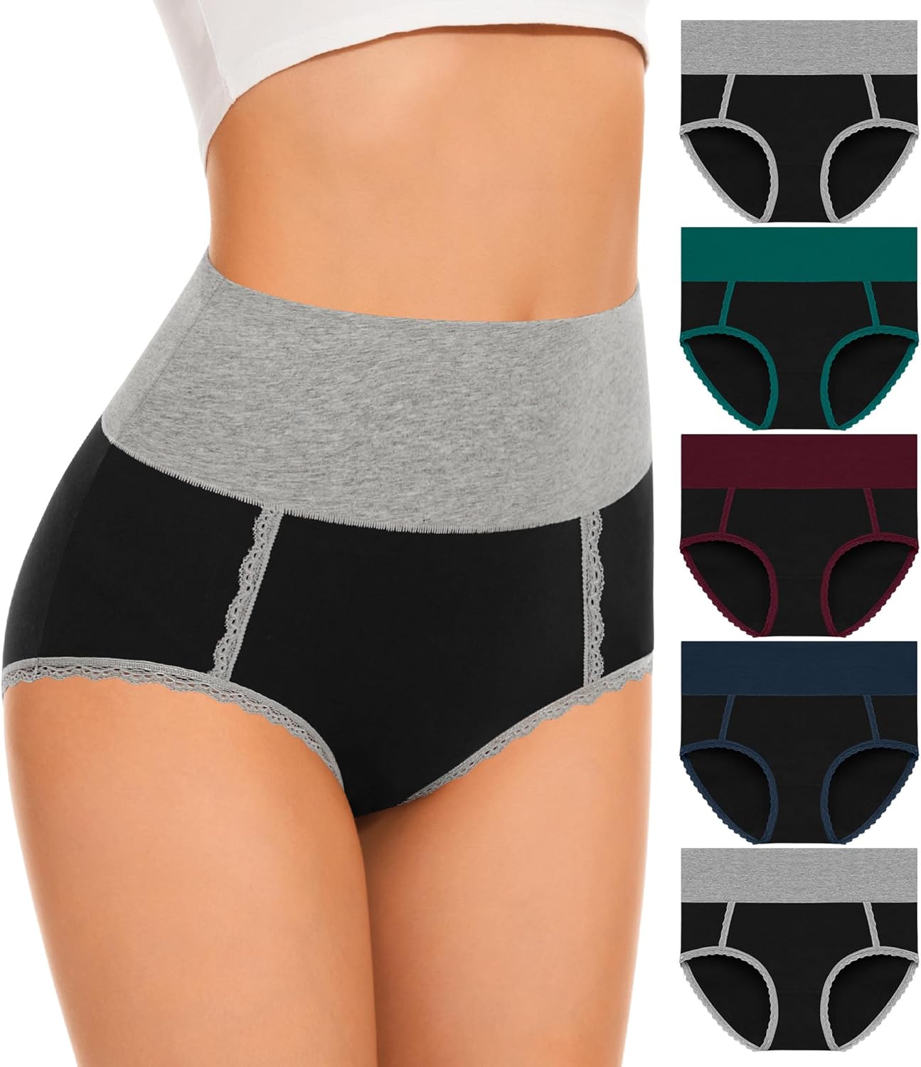 Ropa interior para mujer, calzoncillos suaves de algodón, cintura alta, bragas cómodas y de cobertura total, paquete múltiple