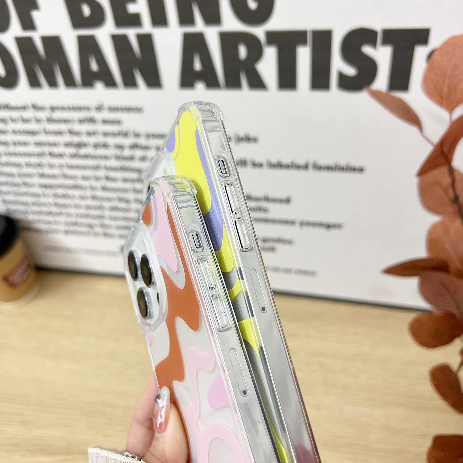 Compatible avec la coque de téléphone pour iPhone 14/iPhone 13, Cute Art Wavy Painted pour femmes et filles, coque de protection arrière en TPU souple et résistante aux chocs, bleue (iPhone 14/iPhone 13)