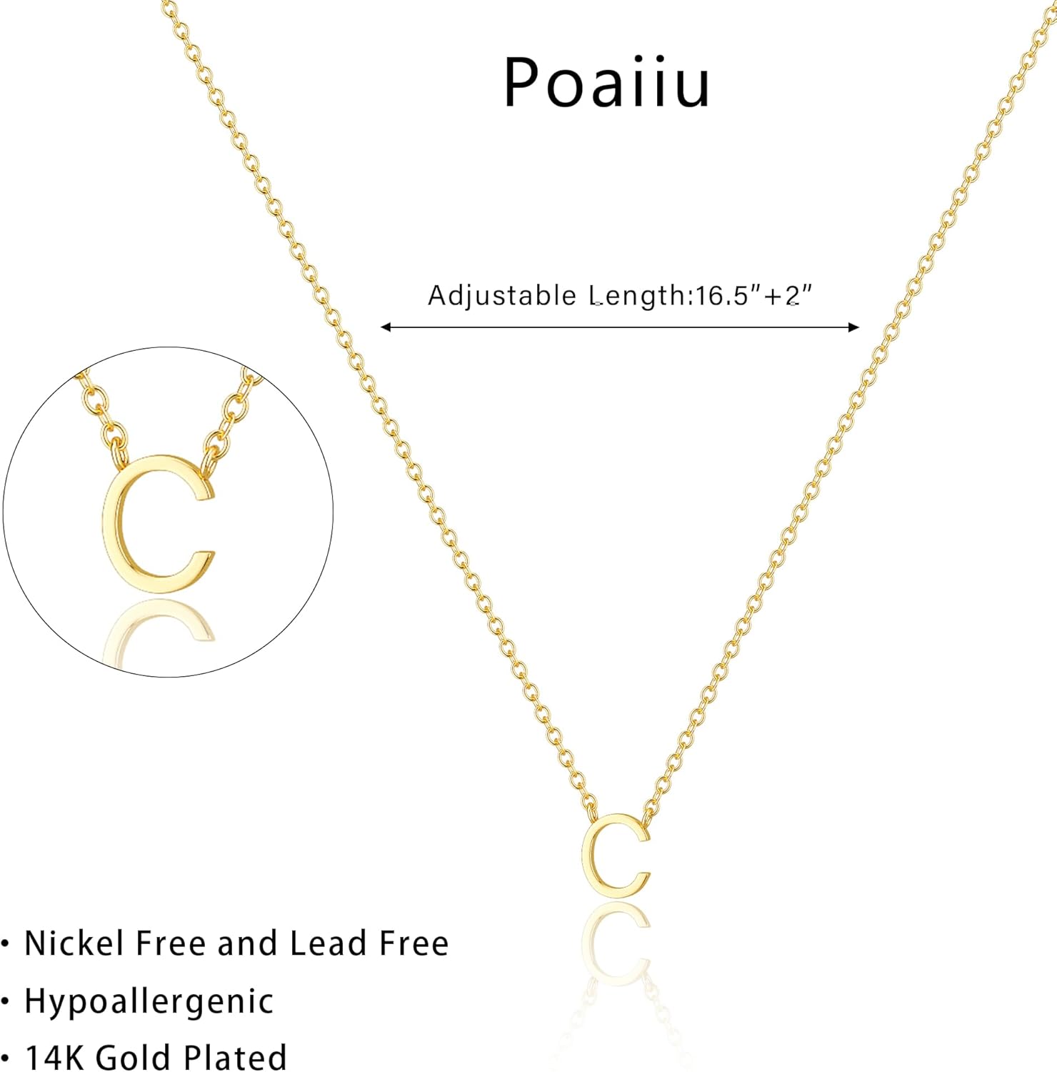 Initial necklace for Women 14k Gold Plated Dainty Letter Necklaces Tiny Cute Initial Pendant Choker Simple Trendy Personalized Letter Name Necklaces Gold Jewelry Gift for Women