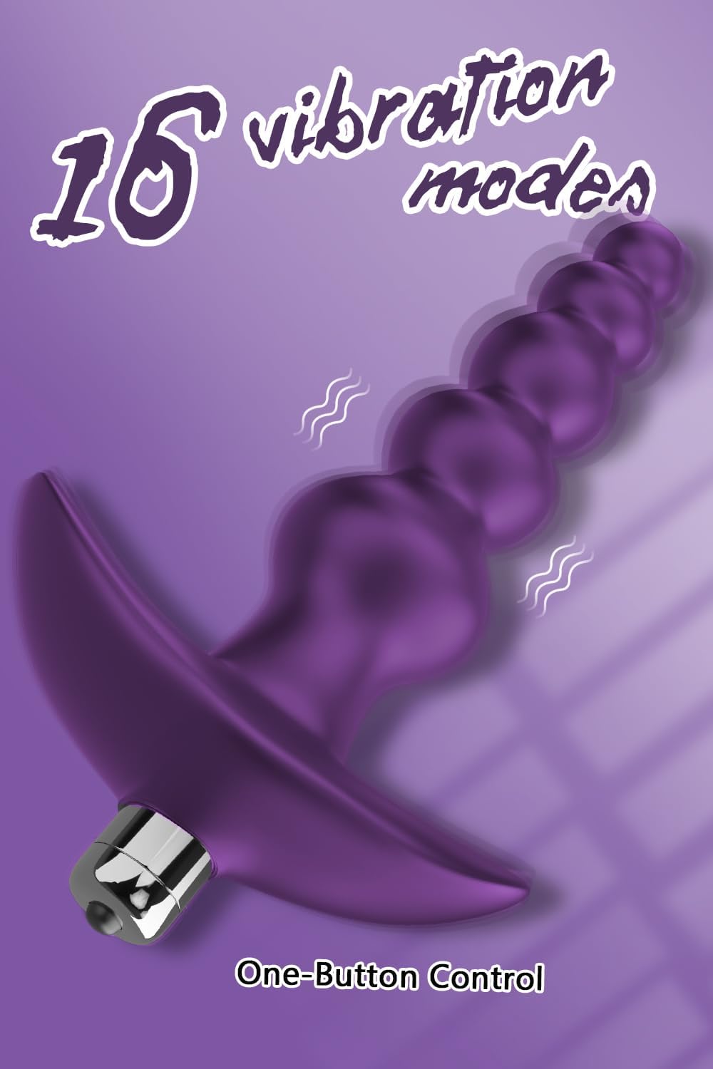Plug anal à perles vibrantes — Silicone flexible, 16 modes de vibration, design gradué, jouet sexuel anal, vibromasseur à balles étanche pour hommes, femmes et couples (violet)