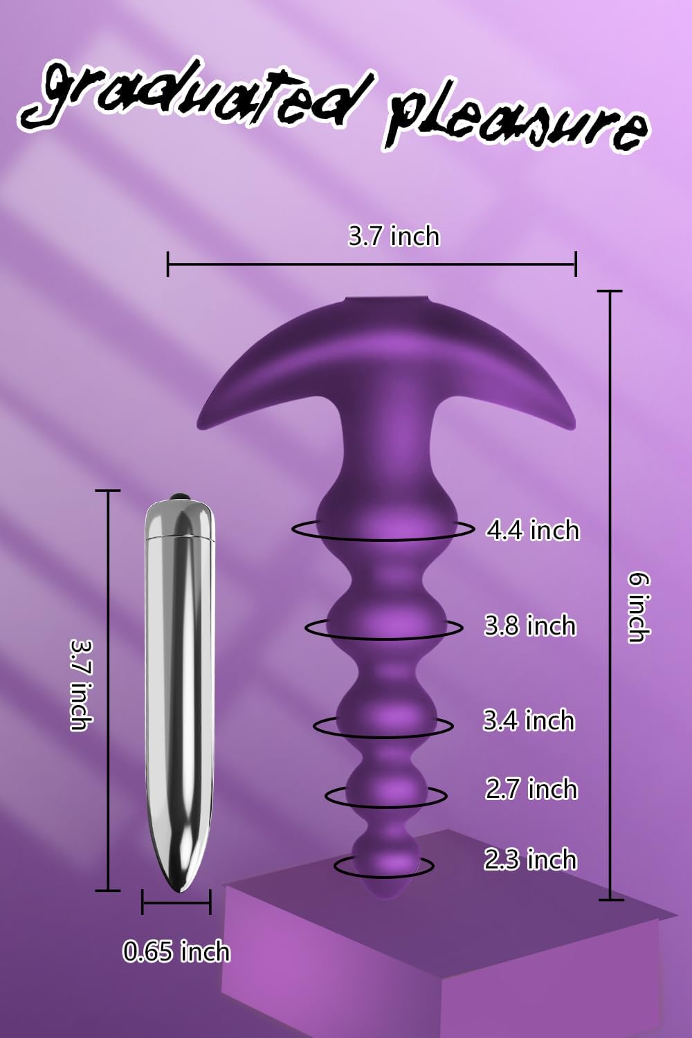 Plug anal à perles vibrantes — Silicone flexible, 16 modes de vibration, design gradué, jouet sexuel anal, vibromasseur à balles étanche pour hommes, femmes et couples (violet)