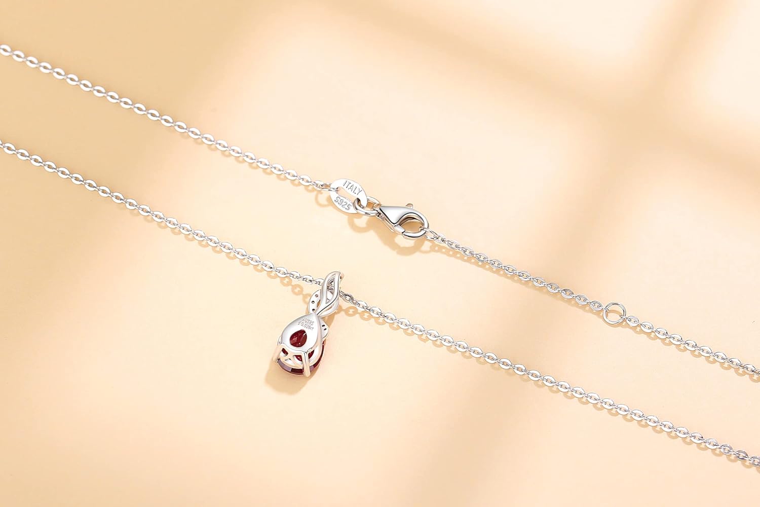 FANCIME จี้หยดน้ำทองคำขาวแท้ 14K พร้อมสร้อยคอเพชรพลอยประจำเดือนเกิด ของขวัญวันเกิดสำหรับคุณแม่ ผู้หญิง โซ่เงินสเตอร์ลิง ยาว 16.2 นิ้ว