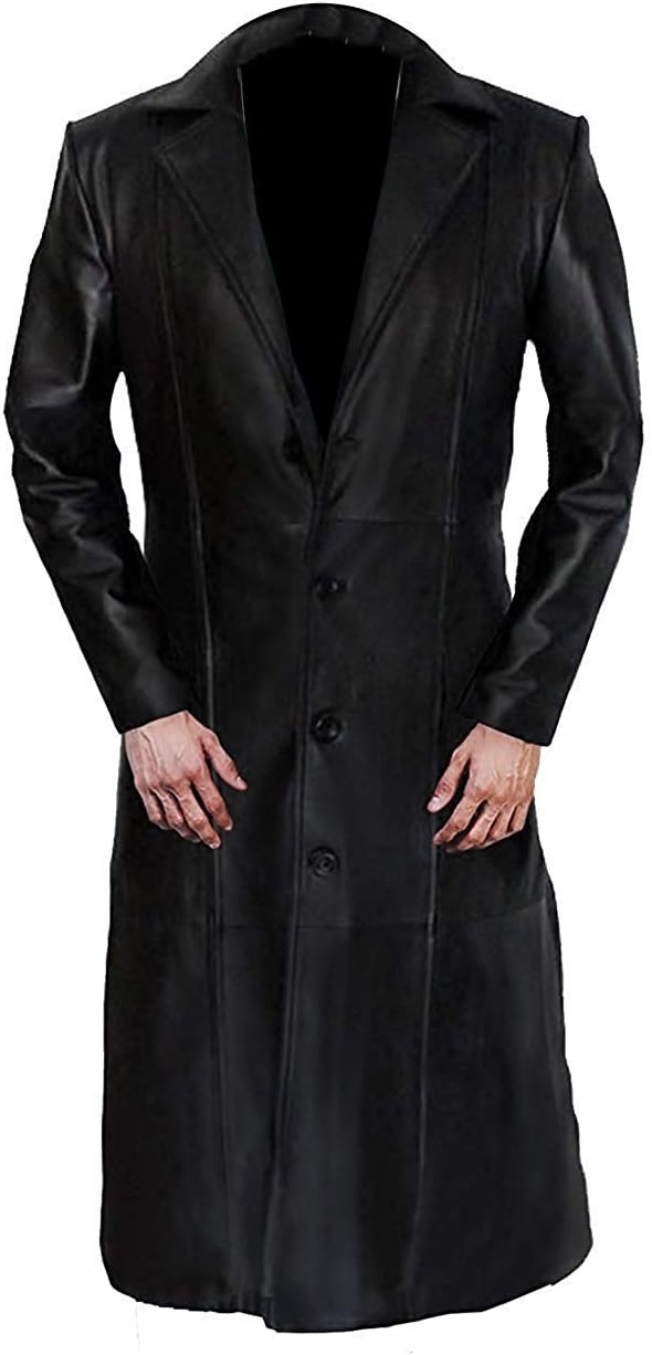 Wesley Snipes Blade Trench Coat - Full Length Cosplay Costumes Black Leather Duster Overcoat For Men · v2