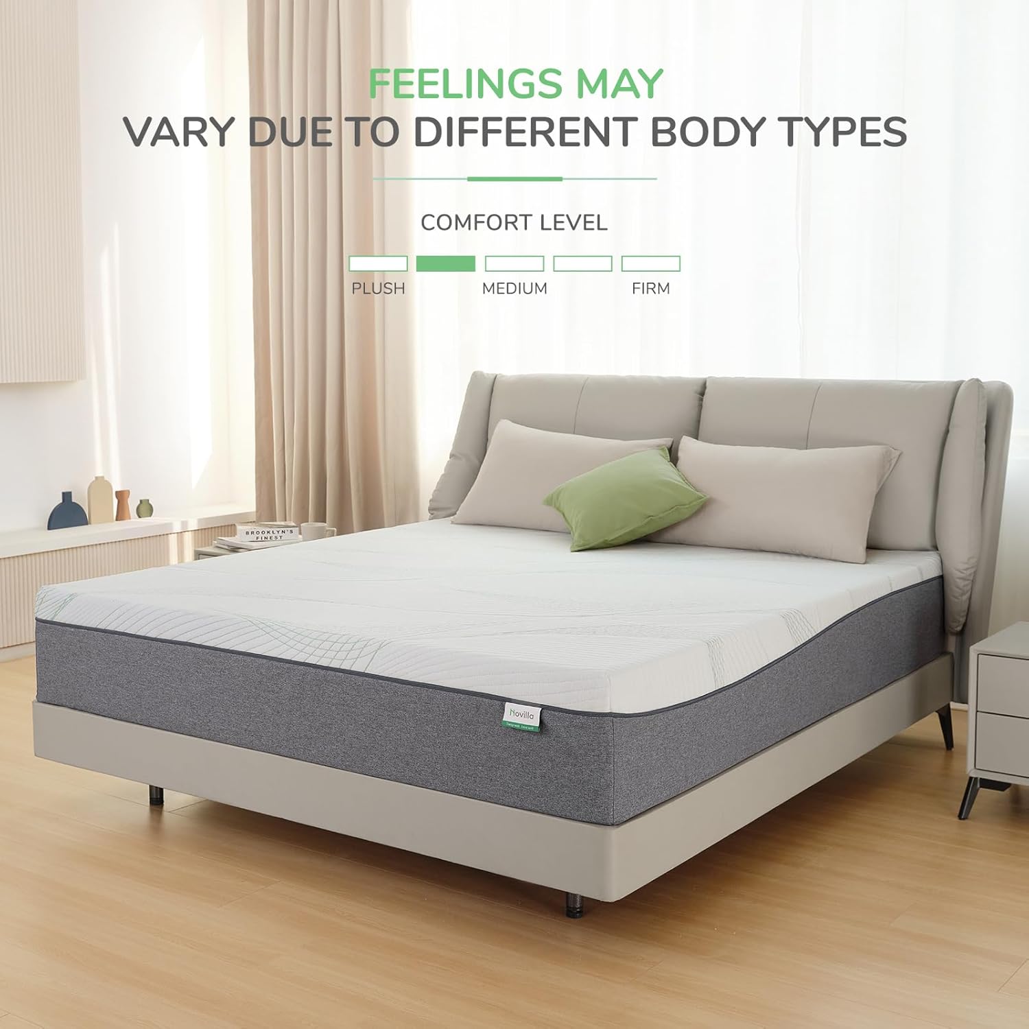 Novilla Queen Mattress, 12 Inch Gel Memory Foam Mattress for Plush Comfort, Pressure Relief, CertiPUR-US Certified, Mattress-in-a-Box, Embrace · v2