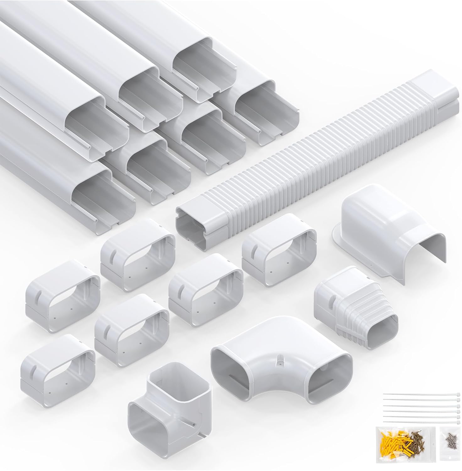 Flamorrow Dekoratif PVC Hat Seti Kapak Kiti, Kanalsız Mini Split Klima, Merkezi AC ve Isı Pompası Sistemi için 3 25 Ft Hat Kapak Kiti