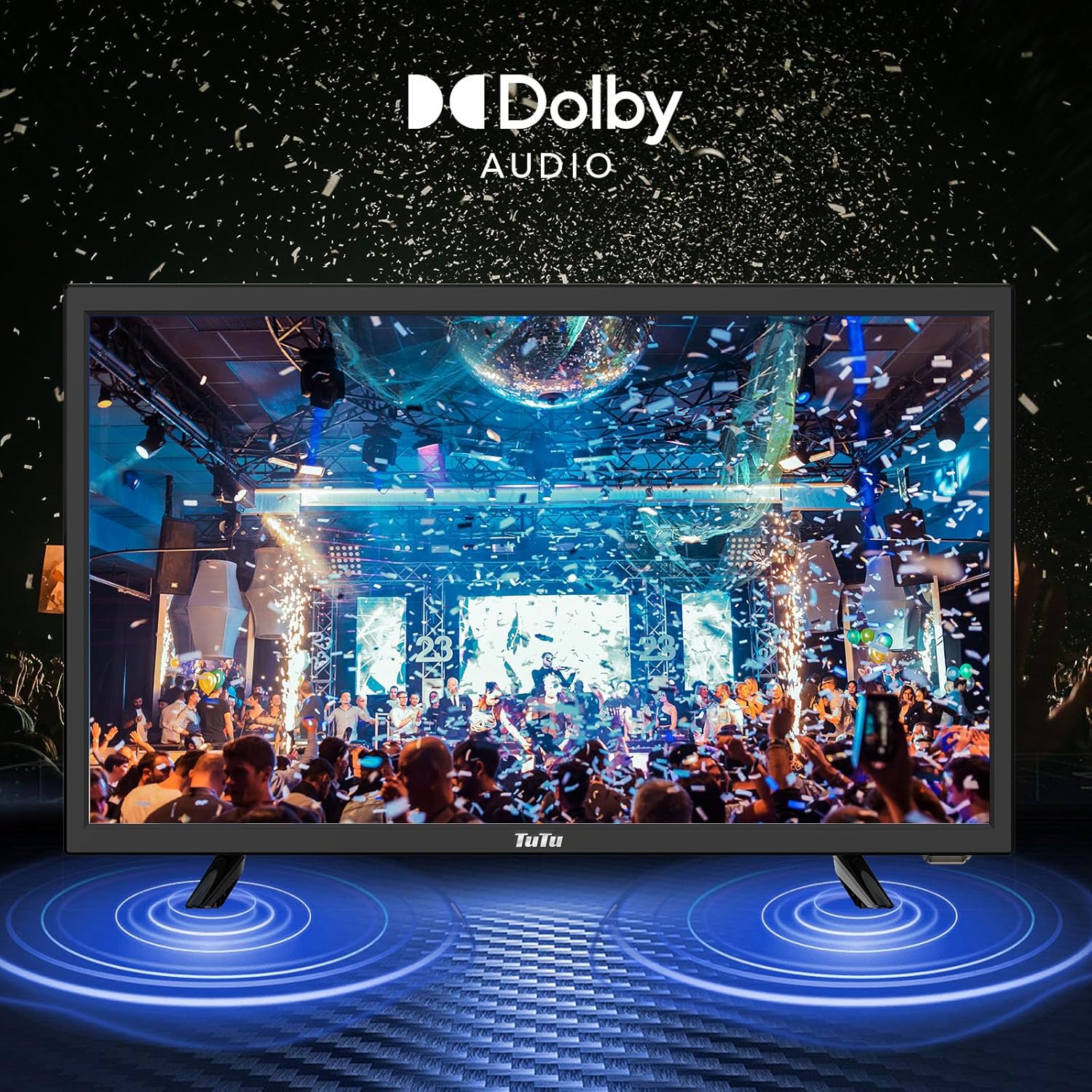 TV TuTu da 22 pollici, televisore e monitor LED FHD 60Hz 1080P con Dolby Audio per casa o ufficio TV a schermo piatto da 22 pollici con HDMI, USB, VGA, RCA