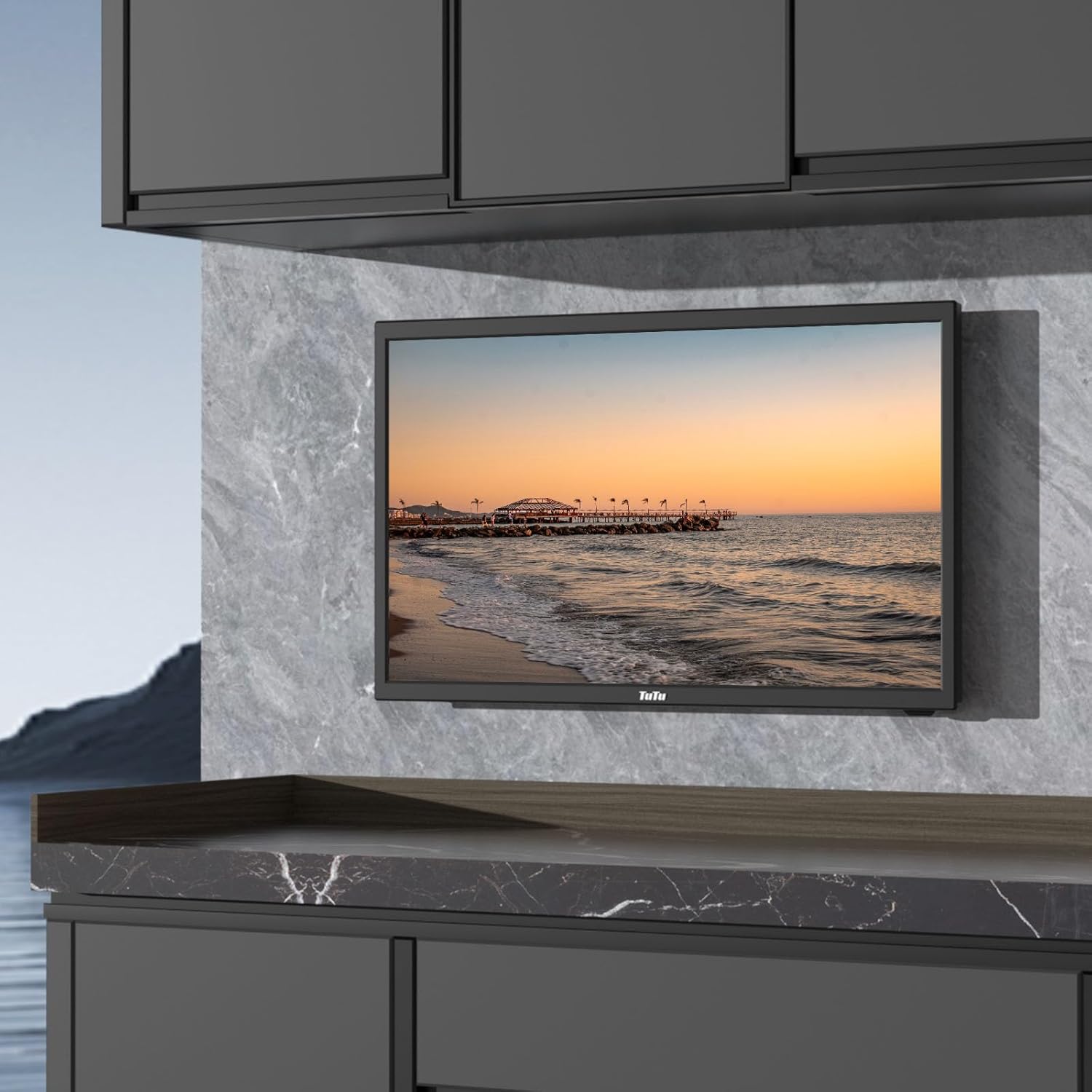 TV TuTu da 22 pollici, televisore e monitor LED FHD 60Hz 1080P con Dolby Audio per casa o ufficio TV a schermo piatto da 22 pollici con HDMI, USB, VGA, RCA