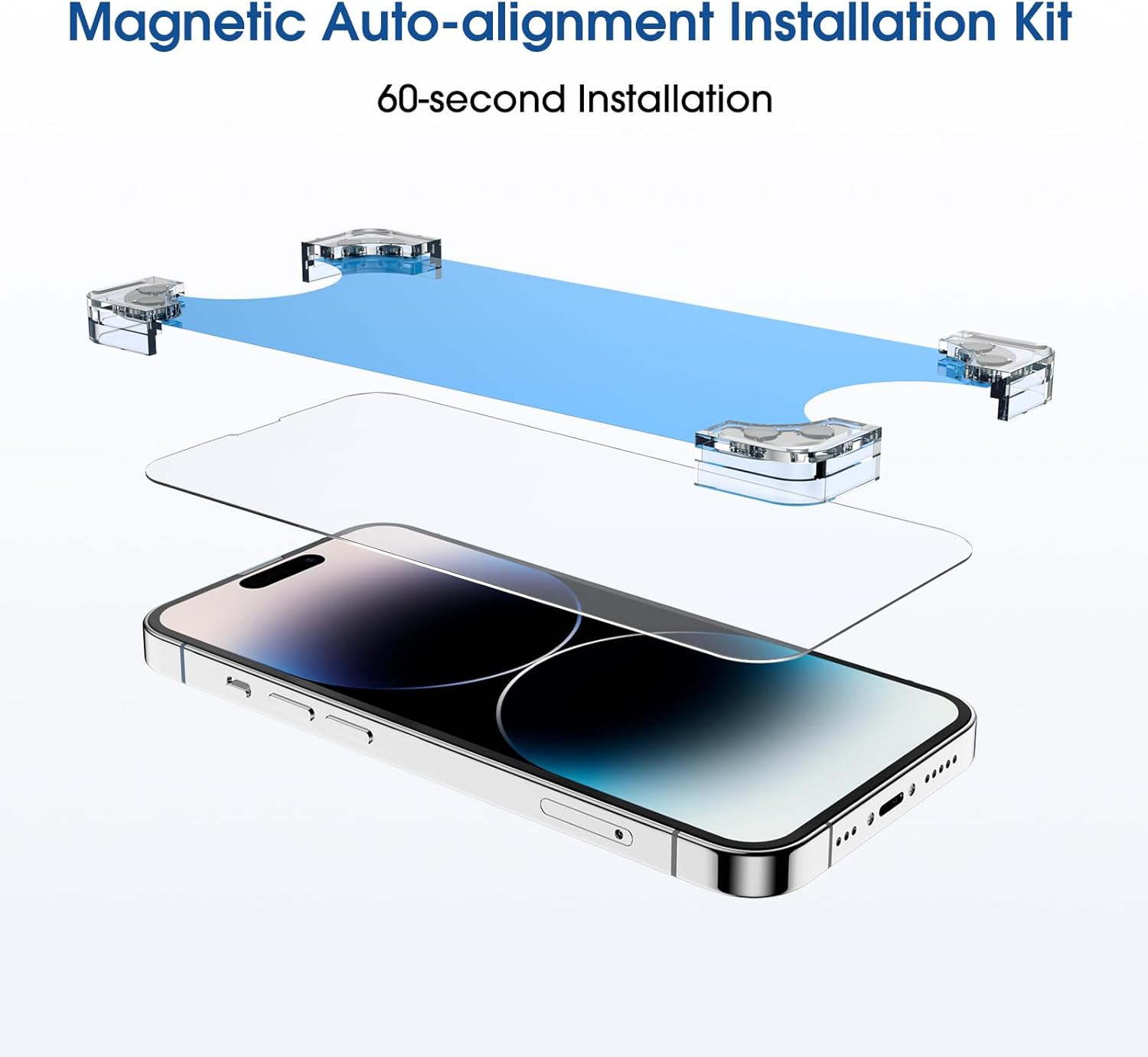 amFilm 3 Pack Magnetic OneTouch Compatible with iPhone 14 Pro Max 6.7 Screen Protector Tempered Glass Edge to Edge Full Coverage with Easy Installation Kit (Magnetic  Reusable) · v2