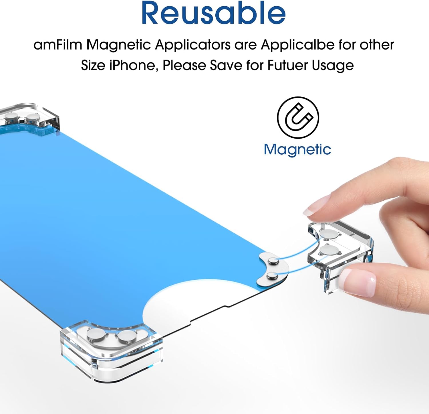 amFilm 3 Pack Magnetic OneTouch Compatible with iPhone 14 Pro Max 6.7 Screen Protector Tempered Glass Edge to Edge Full Coverage with Easy Installation Kit (Magnetic  Reusable) · v2