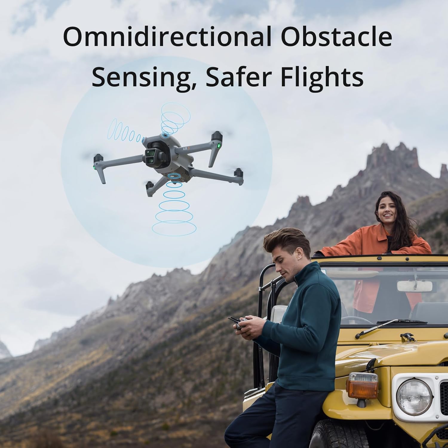 DJI Air 3 Fly More Combo พร้อมรีโมตคอนโทรล RC-N2 โดรนพร้อมกล้อง 4K กล้องหลักคู่ แบตเตอรี่ 3 ก้อนสำหรับระยะเวลาบินที่ยาวนาน รูปถ่าย 48MP โดรนกล้องสำหรับผู้ใหญ่ เข้ากันได้กับ FAA Remote ID