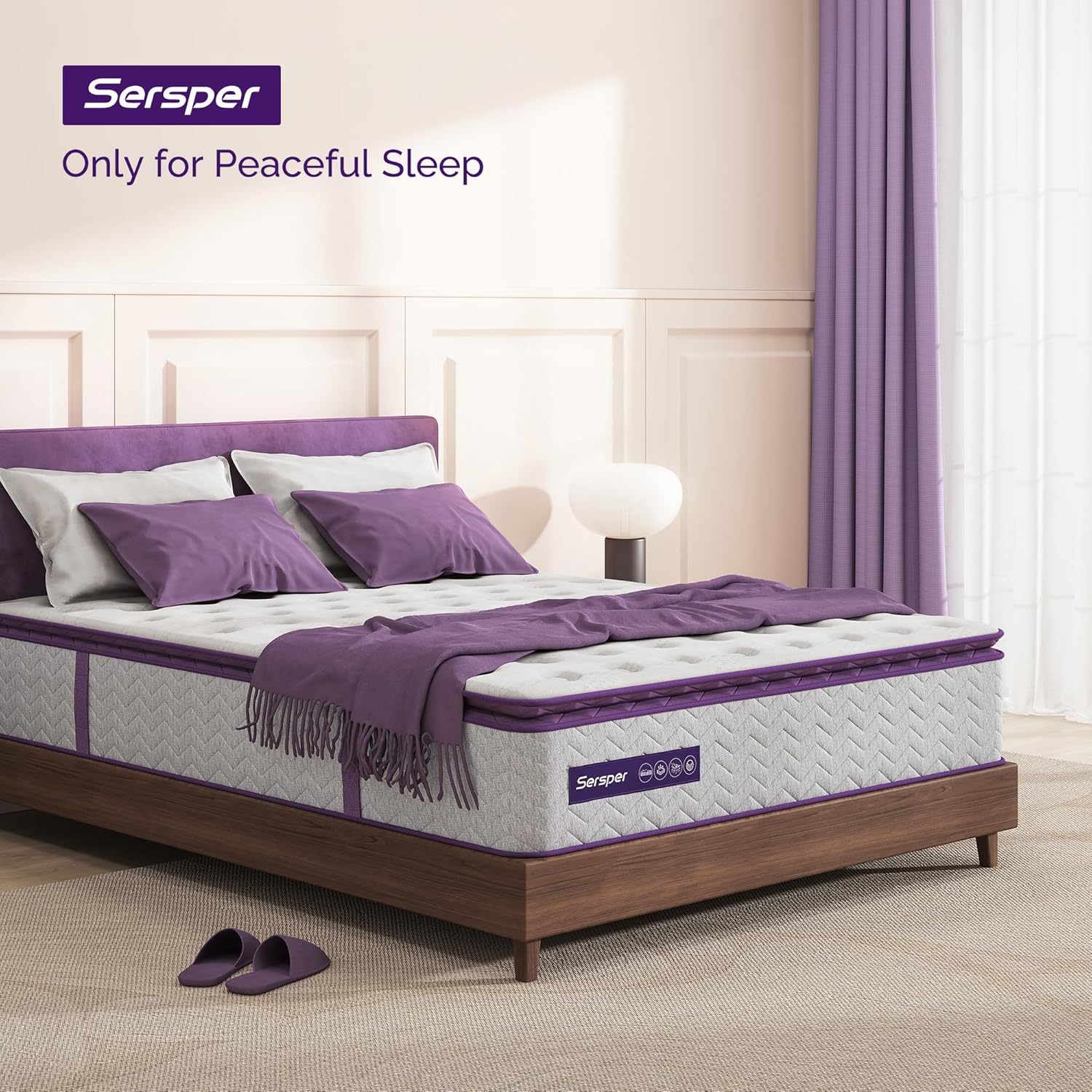 ที่นอน Sersper 12 นิ้ว เมมโมรี่โฟมไฮบริด Pillow Top Queen - สปริงแบบ Pocket Innersprings 5 ​​โซน แยกการเคลื่อนไหว - สปริงที่หนาขึ้นเพื่อการรองรับที่ทนทาน - แน่นปานกลาง - RD ในอเมริกาเหนือ