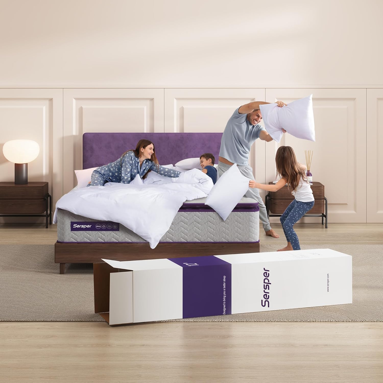 ที่นอน Sersper 12 นิ้ว เมมโมรี่โฟมไฮบริด Pillow Top Queen - สปริงแบบ Pocket Innersprings 5 ​​โซน แยกการเคลื่อนไหว - สปริงที่หนาขึ้นเพื่อการรองรับที่ทนทาน - แน่นปานกลาง - RD ในอเมริกาเหนือ