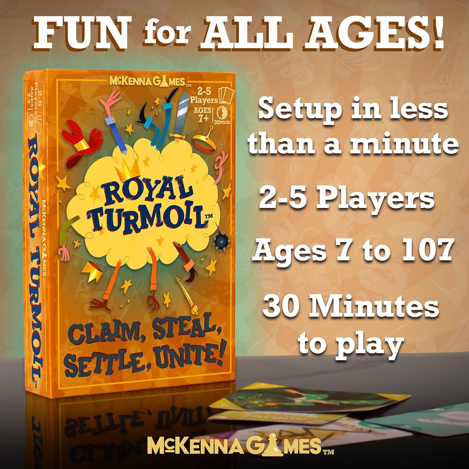 Royal Turmoil - 8-12 Çocuklar İçin Yeni Çılgınca Eğlenceli Kart Oyunu, Çocuklar ve Yetişkinler için Aile Oyunu ve Hızlı Kurulum ve Eğlenceli Oyun ile Aile Gecesi için Öğrenme Oyunu