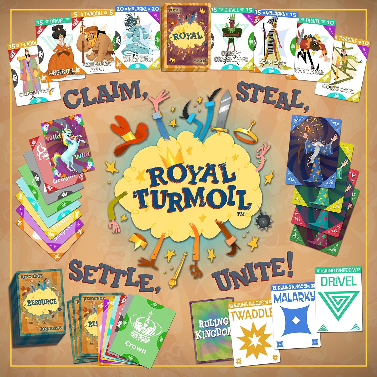 Royal Turmoil - 8-12 Çocuklar İçin Yeni Çılgınca Eğlenceli Kart Oyunu, Çocuklar ve Yetişkinler için Aile Oyunu ve Hızlı Kurulum ve Eğlenceli Oyun ile Aile Gecesi için Öğrenme Oyunu