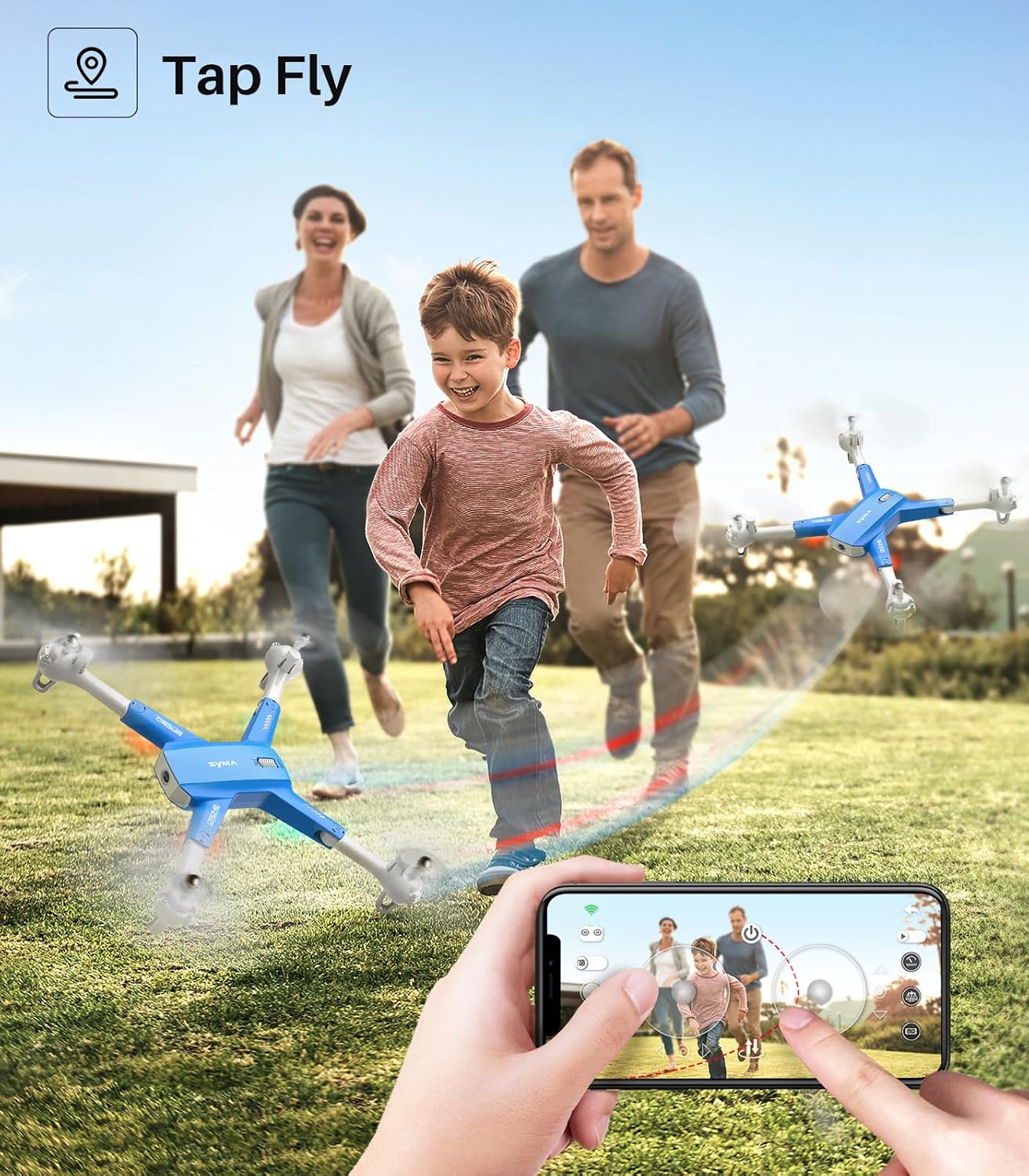 Drone SYMA con fotocamera per adulti e bambini, telecamera FPV 1080P, quadricottero RC con mantenimento dell'altitudine, One Key Start, ribaltabili 3D, 2 batterie, elicottero con telecomando, giocattoli volanti, regali per ragazzi e ragazze