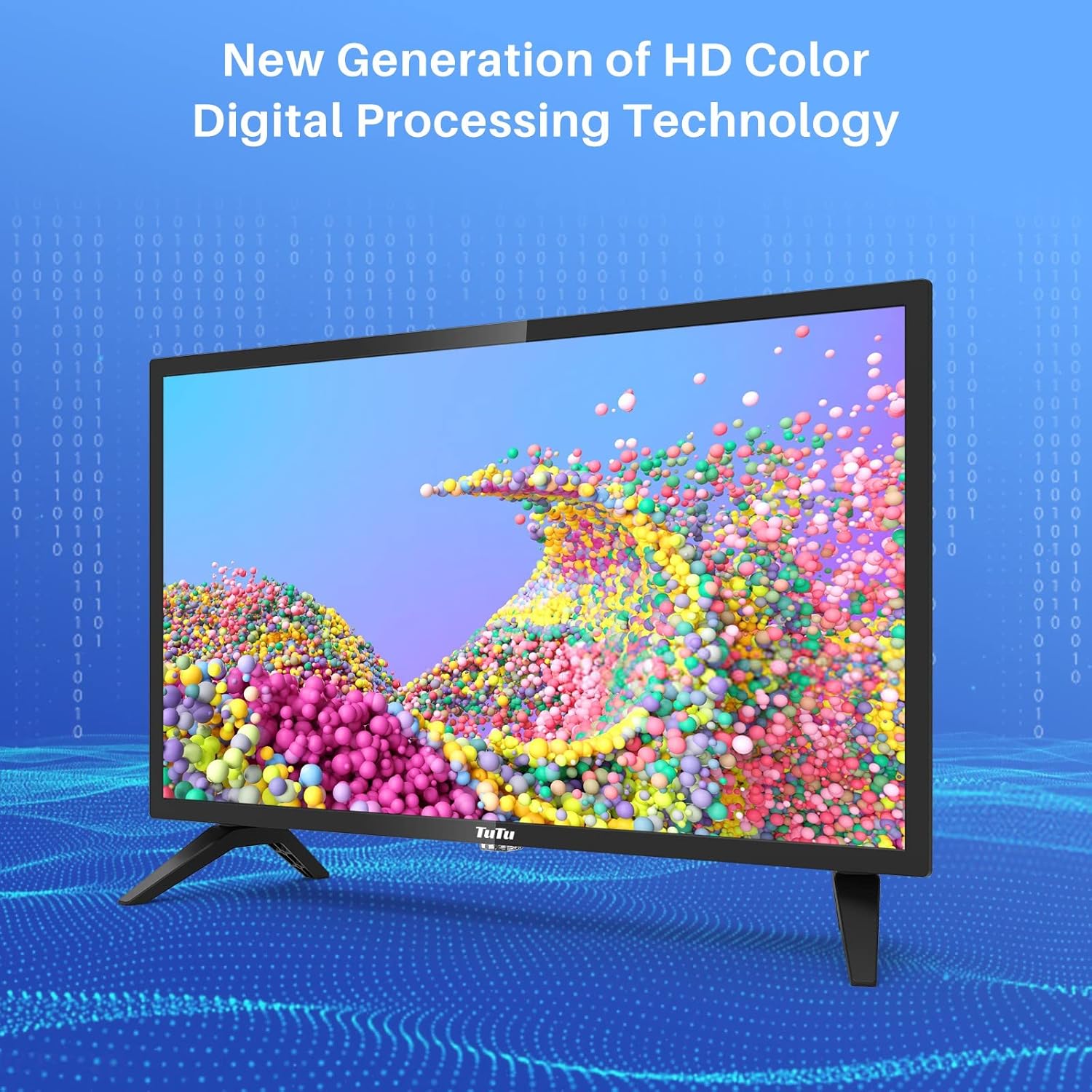 Televisore a schermo piatto TuTu da 24 pollici 60Hz 720P HD LED con Dolby Audio per casa, ufficio, HDMI, USB, VGA, altoparlanti a doppio canale RCA (modello 2023)