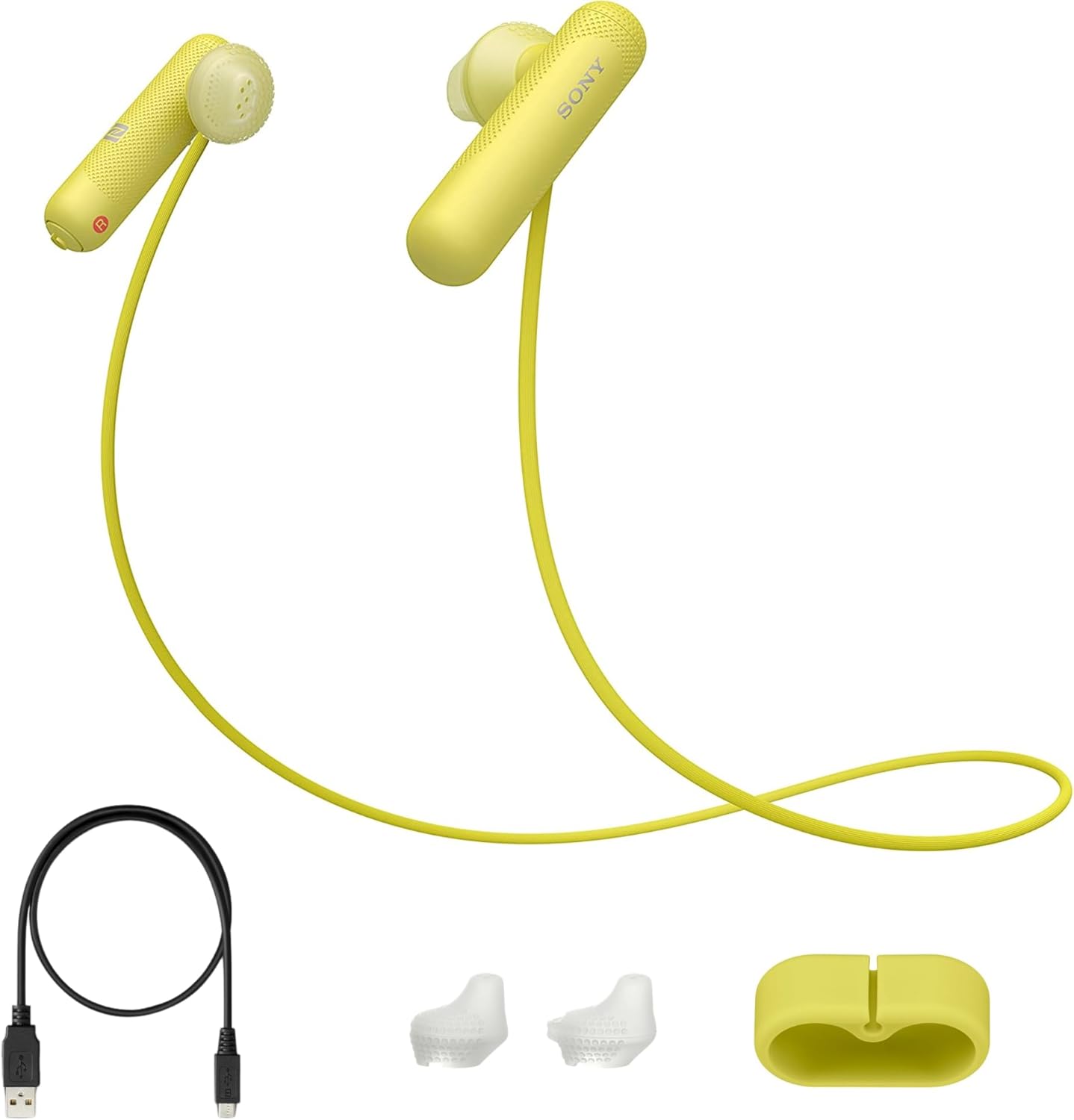 Sony Extra Bass Bluetooth Headphones, Wireless Sports Earbuds with Mic/Microphone, IPX4 Splashproof Stereo Comfort Gym Running Workout up to 8.5 Hour Battery, Yellow (International Version)
