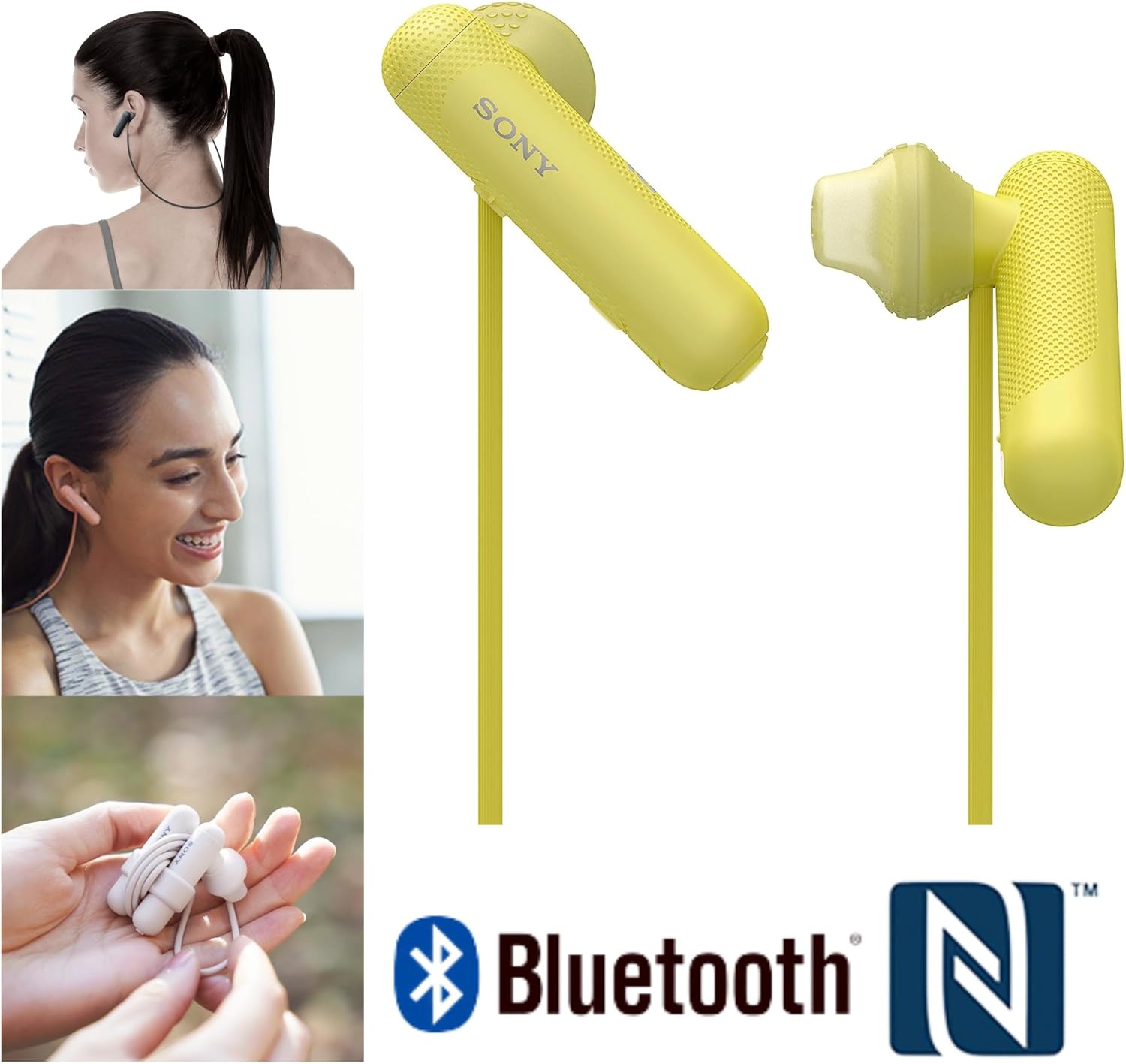 Sony Extra Bass Bluetooth Headphones, Wireless Sports Earbuds with Mic/Microphone, IPX4 Splashproof Stereo Comfort Gym Running Workout up to 8.5 Hour Battery, Yellow (International Version) · v4