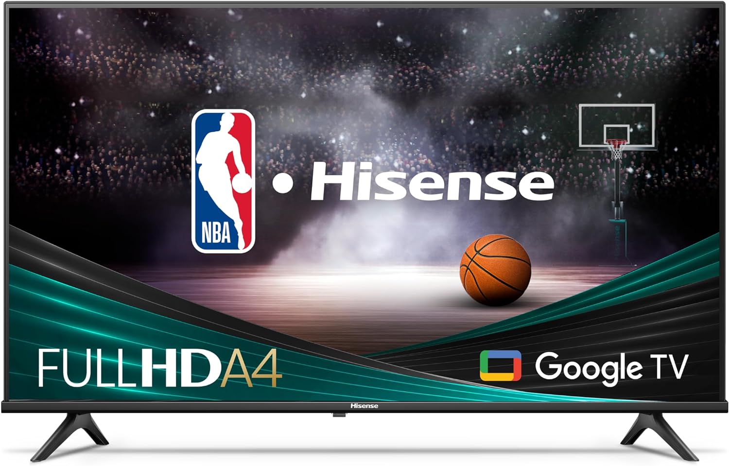 Téléviseur Google Smart TV Hisense 40 pouces, classe A4, FHD 1080p (40A4K) - DTS Virtual : X, modes Game Sports, Chromecast intégré, compatibilité Alexa, noir