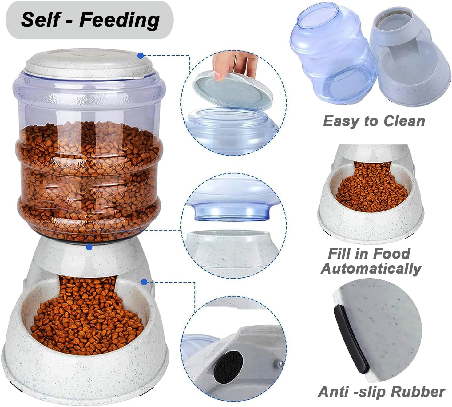 Comederos automáticos Kenond para perros grandes, comedero por gravedad para perros de 3 galones, raza grande, comedero automático para gatos, dispensador de comida para perros grandes, comedero para mascotas, comedero por gravedad para perros y gatos