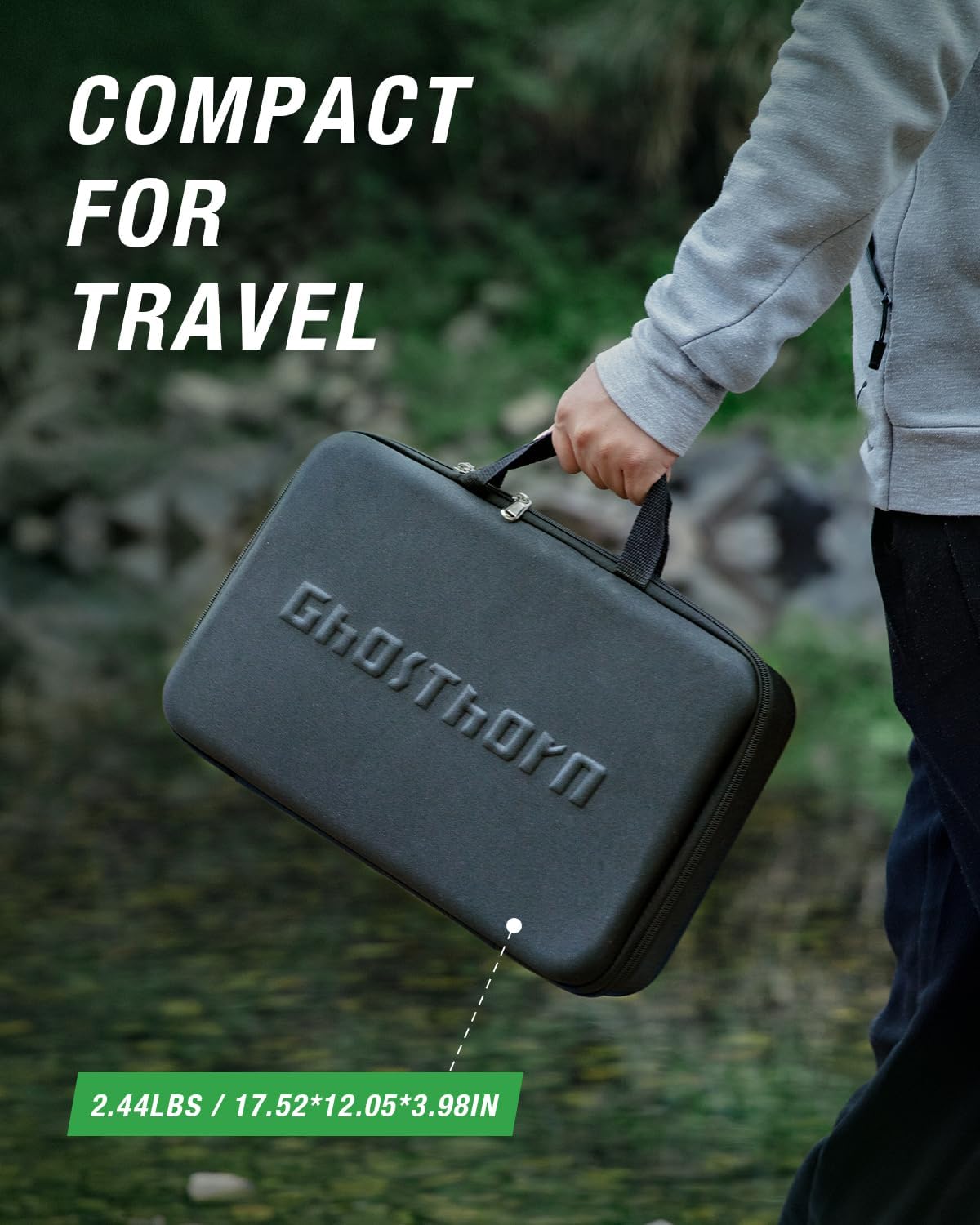Ghosthorn Kombination aus Angelrute und Rolle, Teleskop-Angelrute aus Graphit, zusammenklappbar, tragbares Reiseset mit Tragetasche zum Süßwasserfischen, Geschenk für Herren und Damen