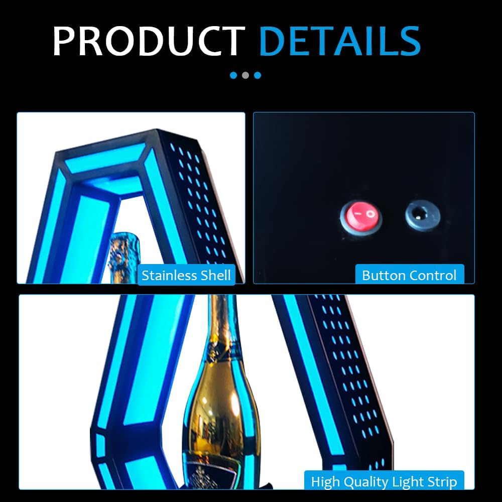 LED Lighted Liquor Bottle Display Shelf, Ace of Spade Champagne Bottle Presenter Acrylic Bottle Display Shelf Capacity Wine Rack Shimmering Bottle Sparklers for Bottle · v2