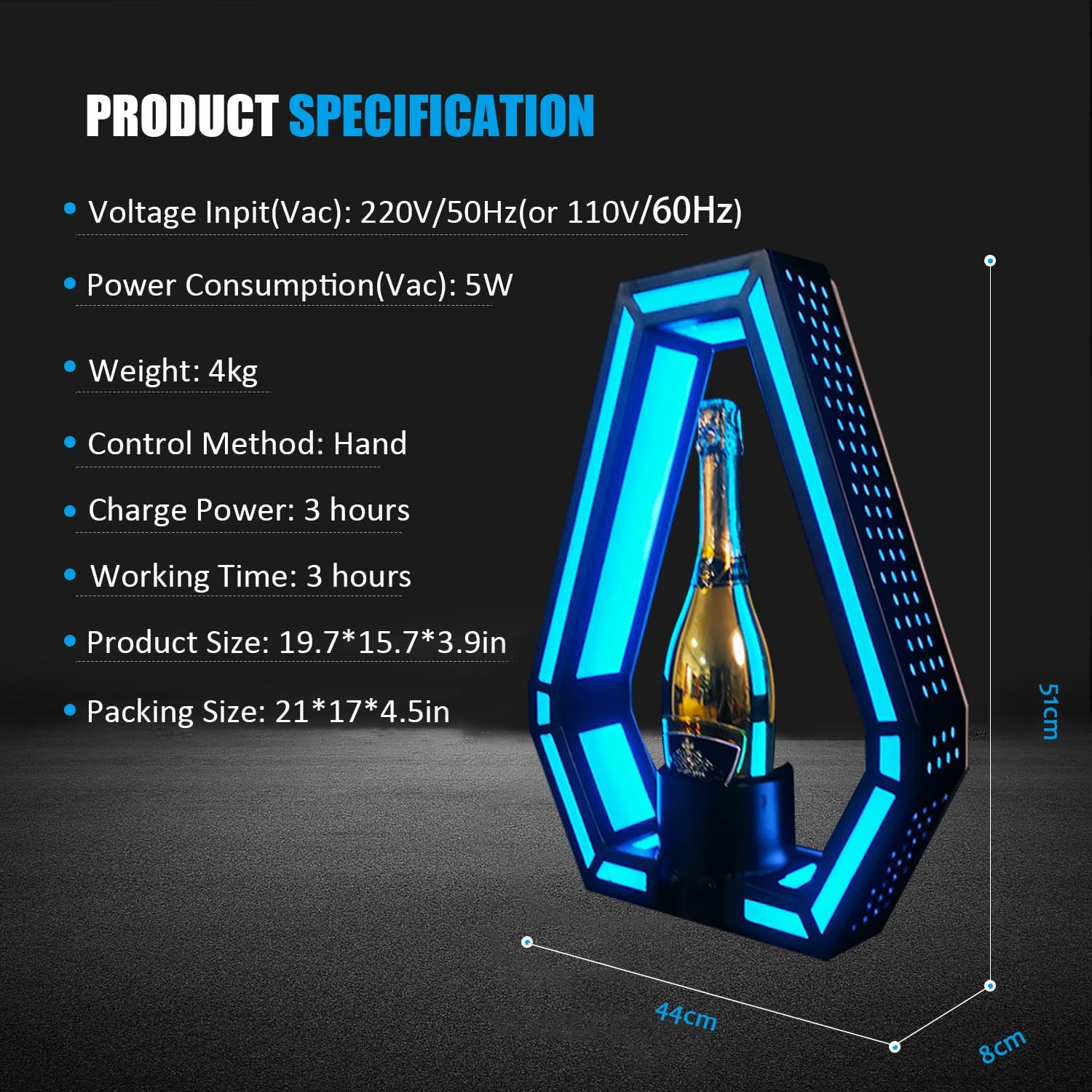 LED Lighted Liquor Bottle Display Shelf, Ace of Spade Champagne Bottle Presenter Acrylic Bottle Display Shelf Capacity Wine Rack Shimmering Bottle Sparklers for Bottle · v2