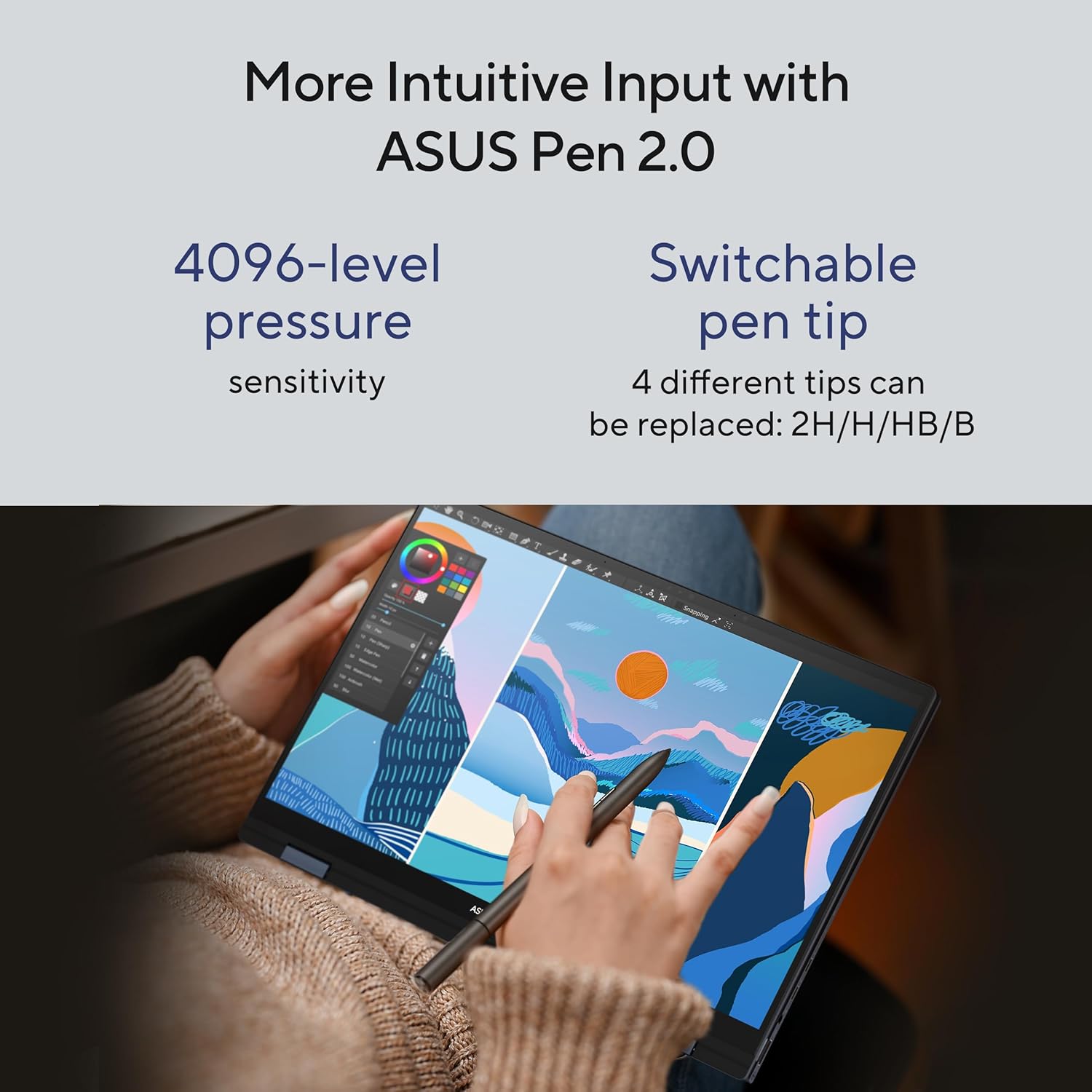 Laptop ASUS Zenbook 14 Flip OLED, Layar Sentuh OLED 14 inci, Platform Intel Evo, CPU Intel Core i7-1360P, Grafis Intel Iris Xe, RAM 16 GB, SSD 1 TB, Windows 11 Home, Ponder Blue, UP3404VA-DS74T