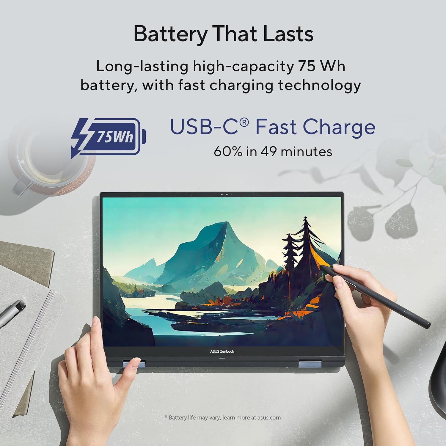 Laptop ASUS Zenbook 14 Flip OLED, Layar Sentuh OLED 14 inci, Platform Intel Evo, CPU Intel Core i7-1360P, Grafis Intel Iris Xe, RAM 16 GB, SSD 1 TB, Windows 11 Home, Ponder Blue, UP3404VA-DS74T