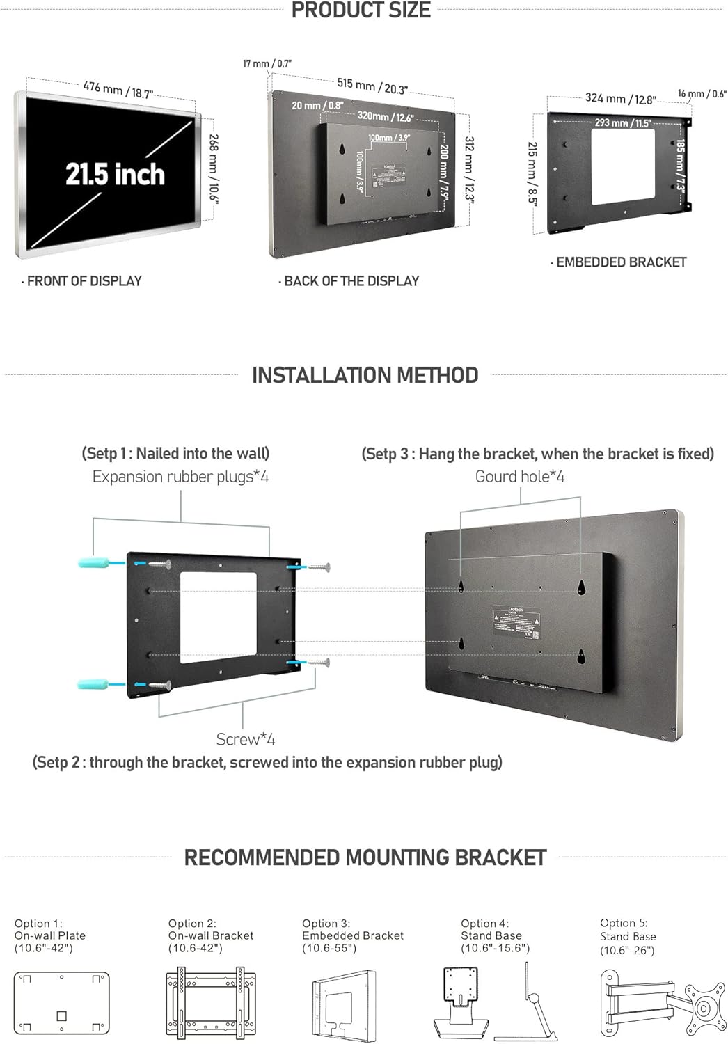 21.5 inch Smart Touchscreen Mirror IP66 Waterproof TV for Bathroom Shower - Support 360° Rotation, Full HD 1080P Built-in Android 11.0 OS WiFi/LAN/USB/BT/HDMI(Black) · v8