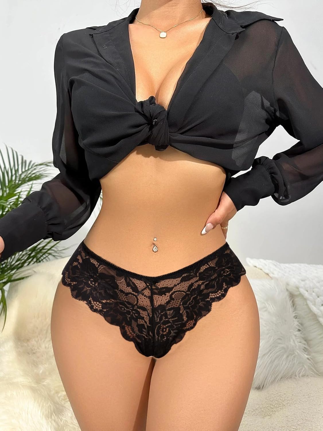 Avidlove Women Floral Lace Panties Sexy Hipster Underwear V-Shape Waistband Tangas · v3