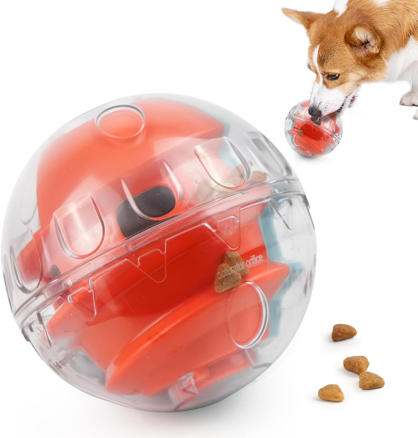 Boule à friandises pour chiens PrimePets, jouets interactifs à distribution de nourriture réglable, boule à friandises à alimentation lente, 4,8 pieds vert/rouge