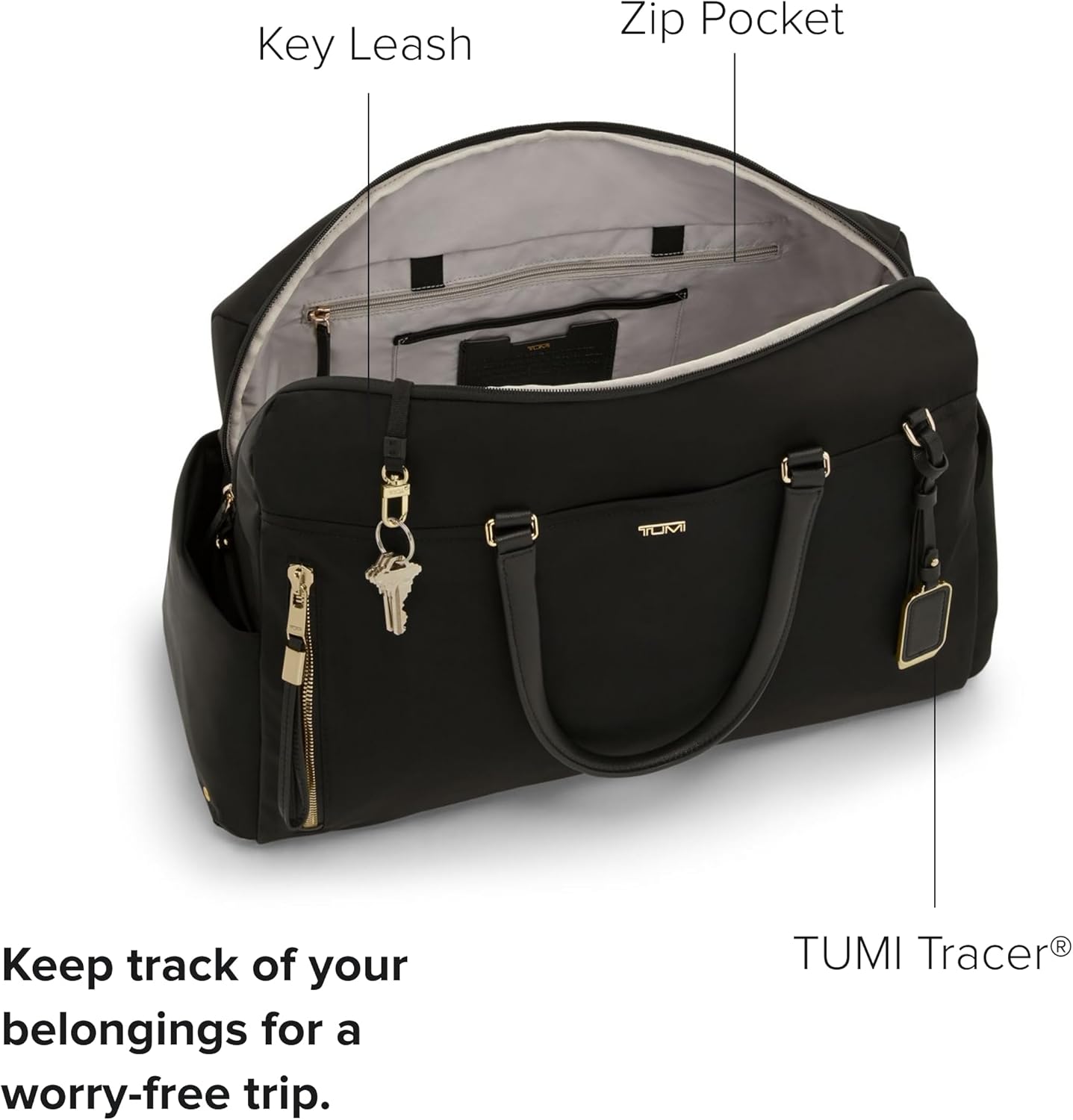 TUMI - Voyageur Venice Duffel - Aesthetic Travel Duffel Bag for Women - Multicompartment Weekender Ladies Bag - Black/Gold · v3