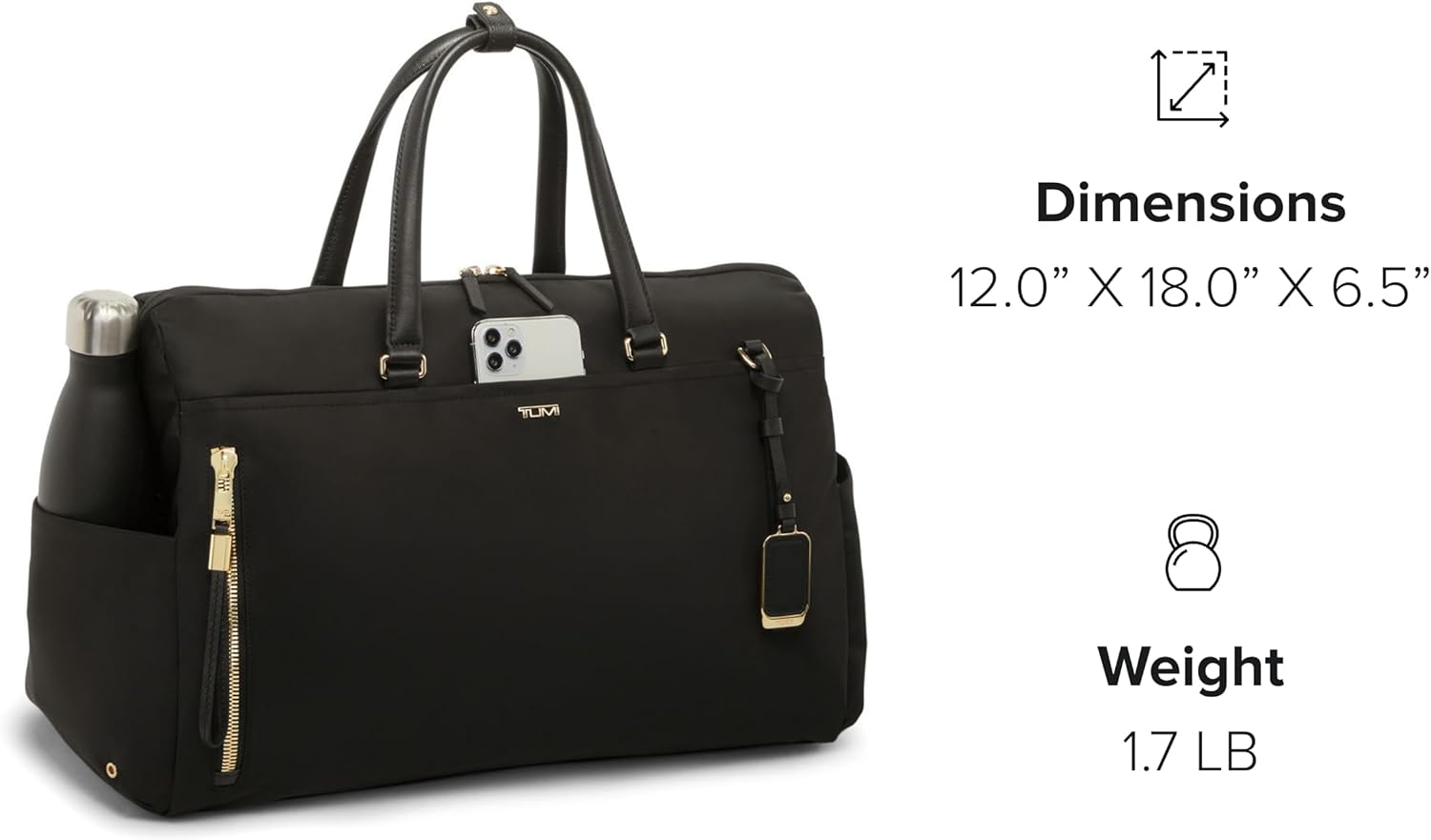 TUMI - Voyageur Venice Duffel - Aesthetic Travel Duffel Bag for Women - Multicompartment Weekender Ladies Bag - Black/Gold · v3