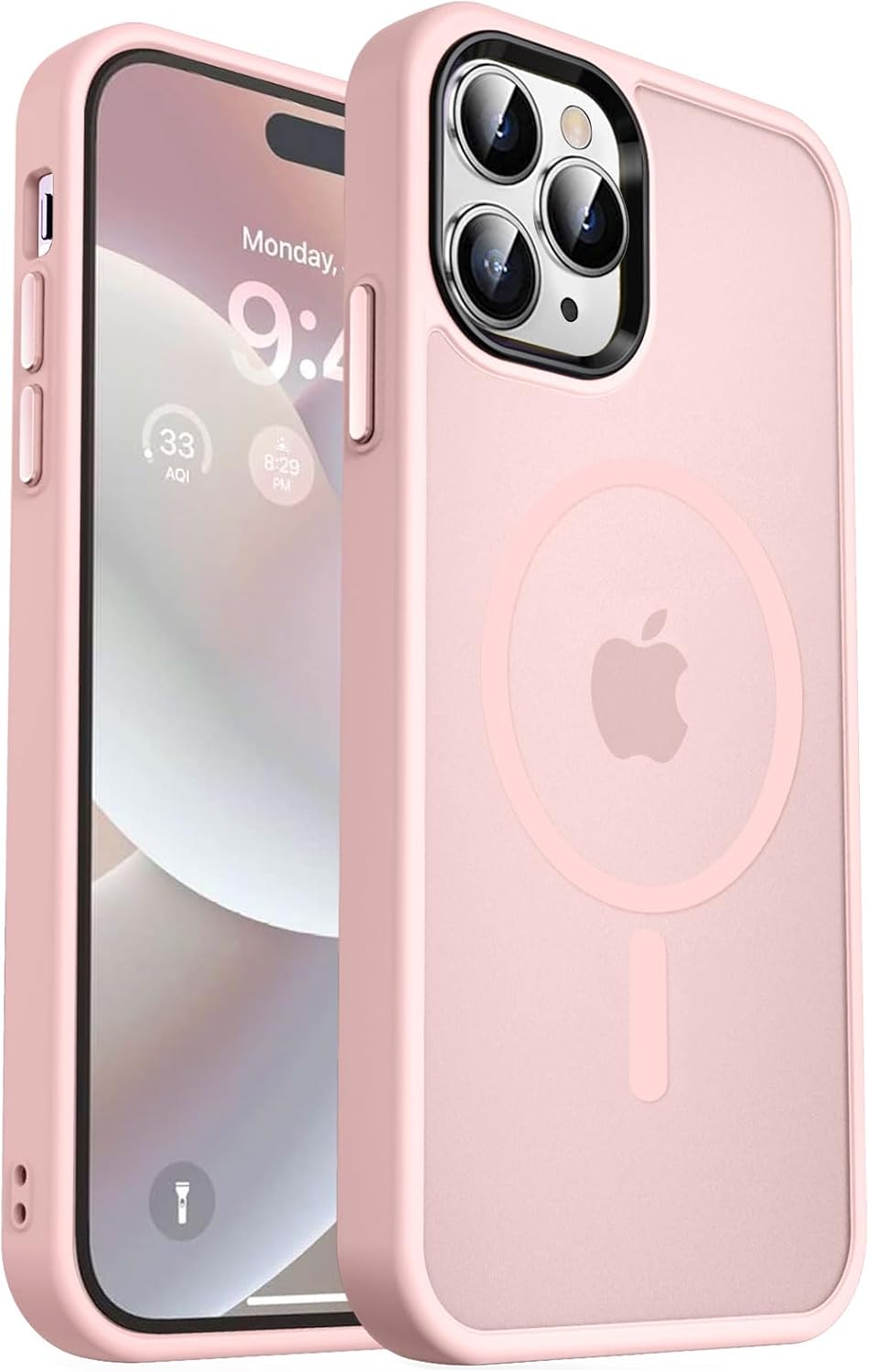 MOCCA Strong Magnetic for iPhone 14 Pro Max Case [Compatible with Magsafe] [10FT Military Grade Protective] Translucent Matte Slim Shockproof Case for iPhone 14 Pro Max 6.7-Pink