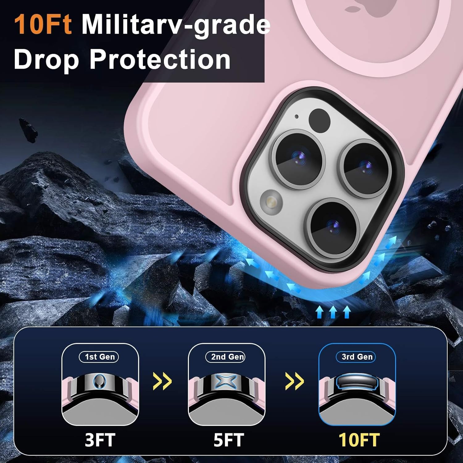 MOCCA Strong Magnetic for iPhone 14 Pro Max Case [Compatible with Magsafe] [10FT Military Grade Protective] Translucent Matte Slim Shockproof Case for iPhone 14 Pro Max 6.7-Pink