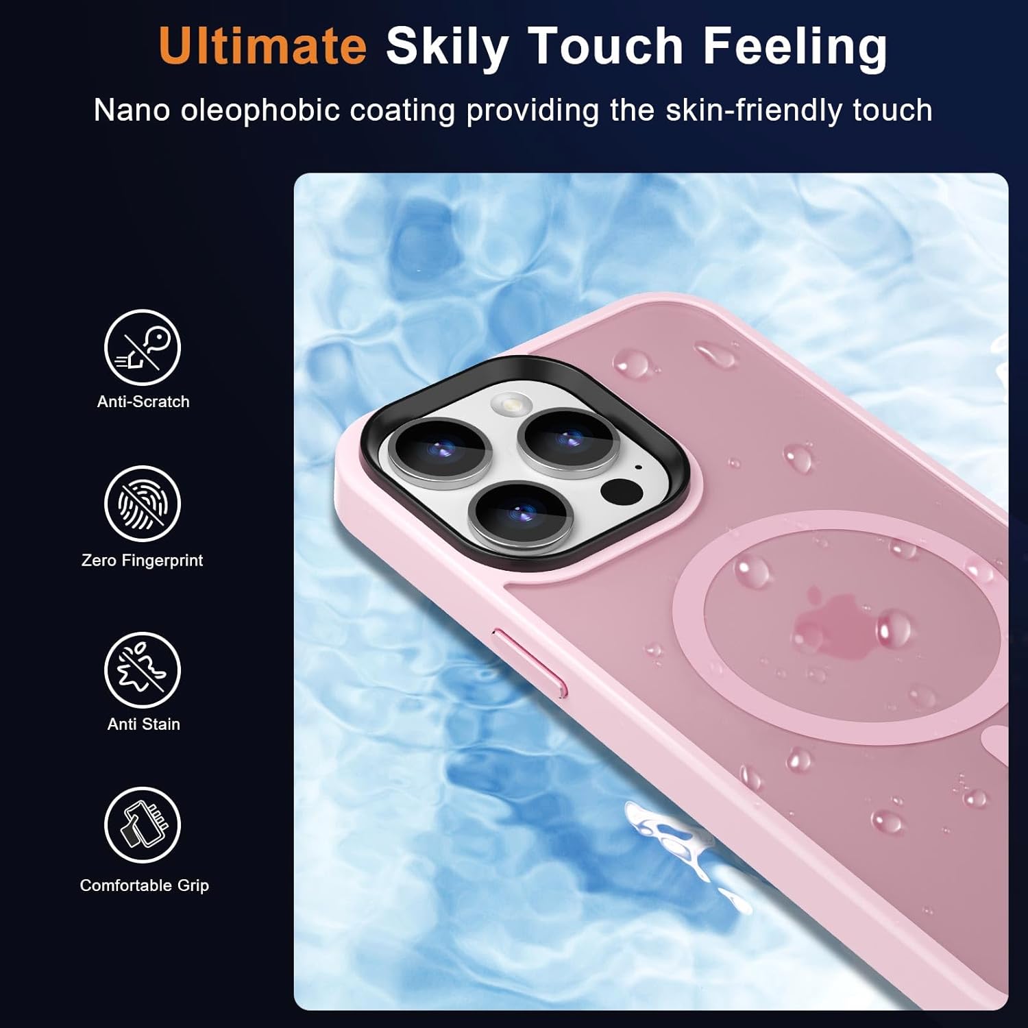 MOCCA Strong Magnetic for iPhone 14 Pro Max Case [Compatible with Magsafe] [10FT Military Grade Protective] Translucent Matte Slim Shockproof Case for iPhone 14 Pro Max 6.7-Pink