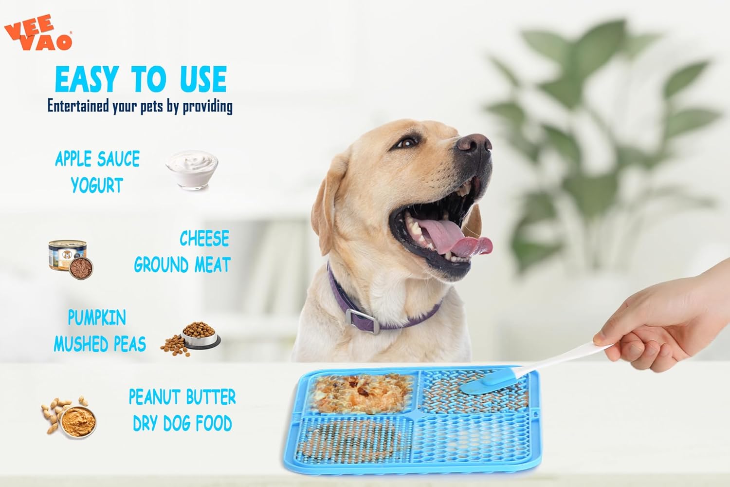Tapis à lécher XL pour chiens de grande taille, tapis à lécher pour chiens en silicone de qualité alimentaire de 12 x 10 pouces avec ventouses, tapis à lécher pour grands chiens pour soulager l'anxiété, tapis à lécher au beurre de cacahuète pour briser l'ennui (BLEU)