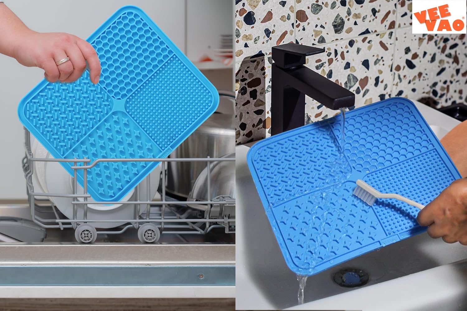 Tapis à lécher XL pour chiens de grande taille, tapis à lécher pour chiens en silicone de qualité alimentaire de 12 x 10 pouces avec ventouses, tapis à lécher pour grands chiens pour soulager l'anxiété, tapis à lécher au beurre de cacahuète pour briser l'ennui (BLEU)